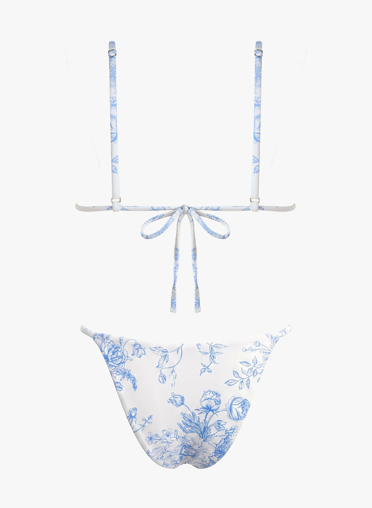 2pcs Ditsy Floral Twist Front Side Pearl Button Thong Bikini Set|Beacheers