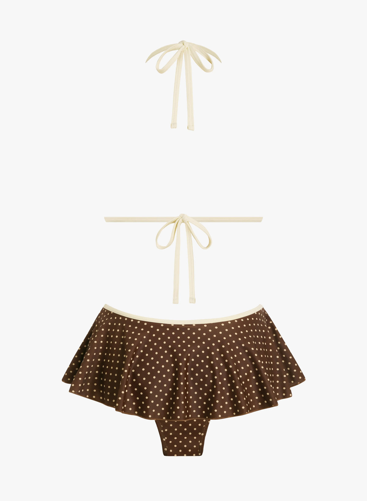 Palm Springs Chocolate Polka Dot Halter Bikini Skirt Set