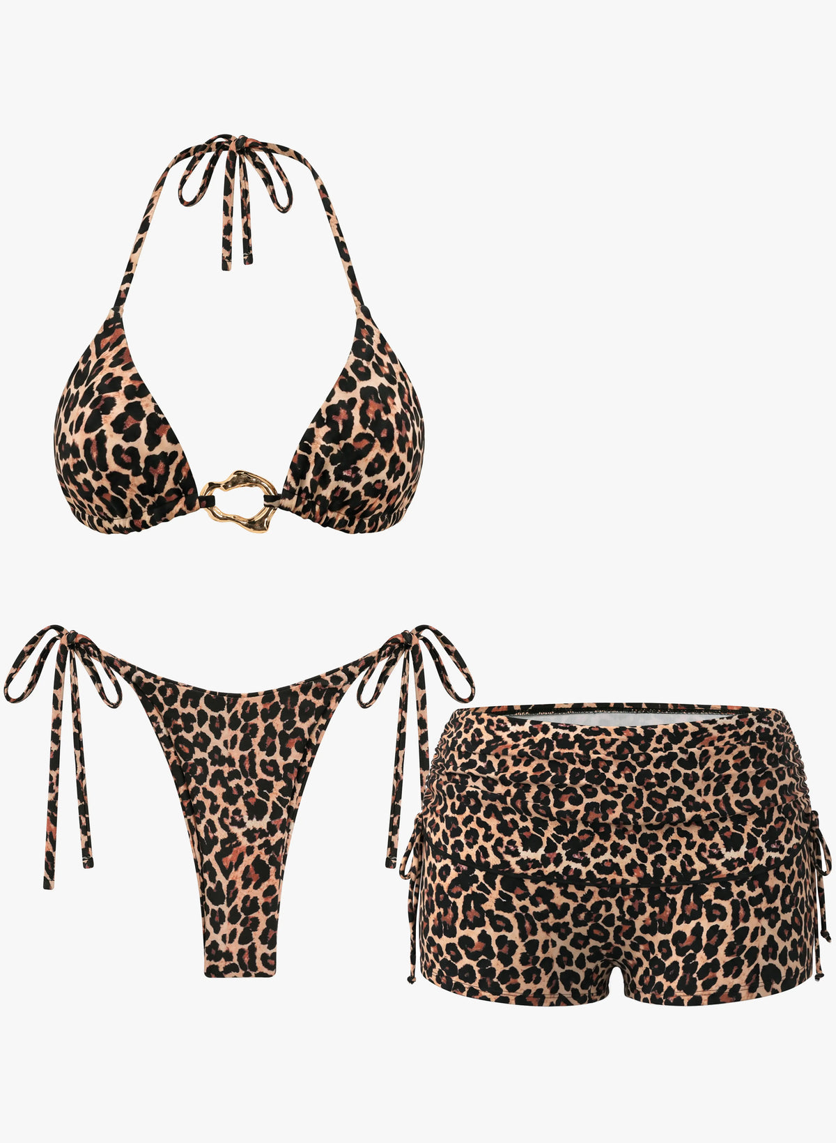 Ensemble bikini à pois 3 pièces avec short