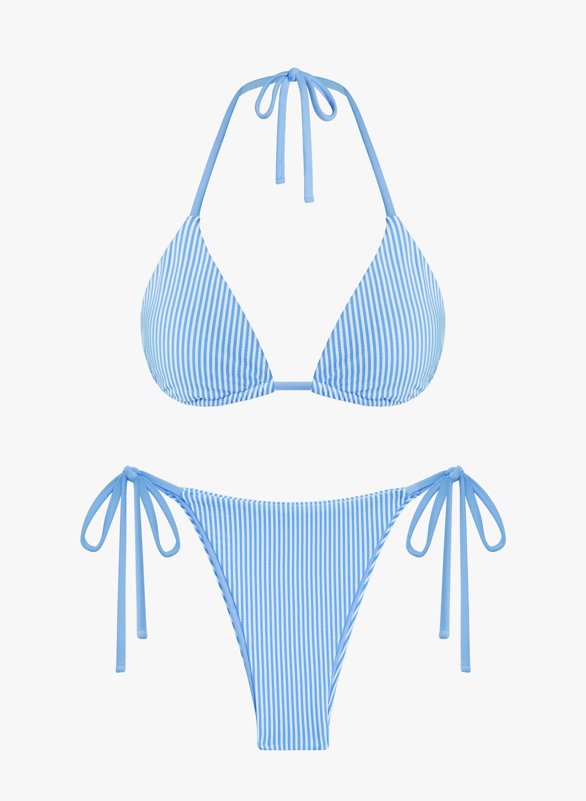 Chloe Crinkle Stripe Halter Side Tie Bikini Set