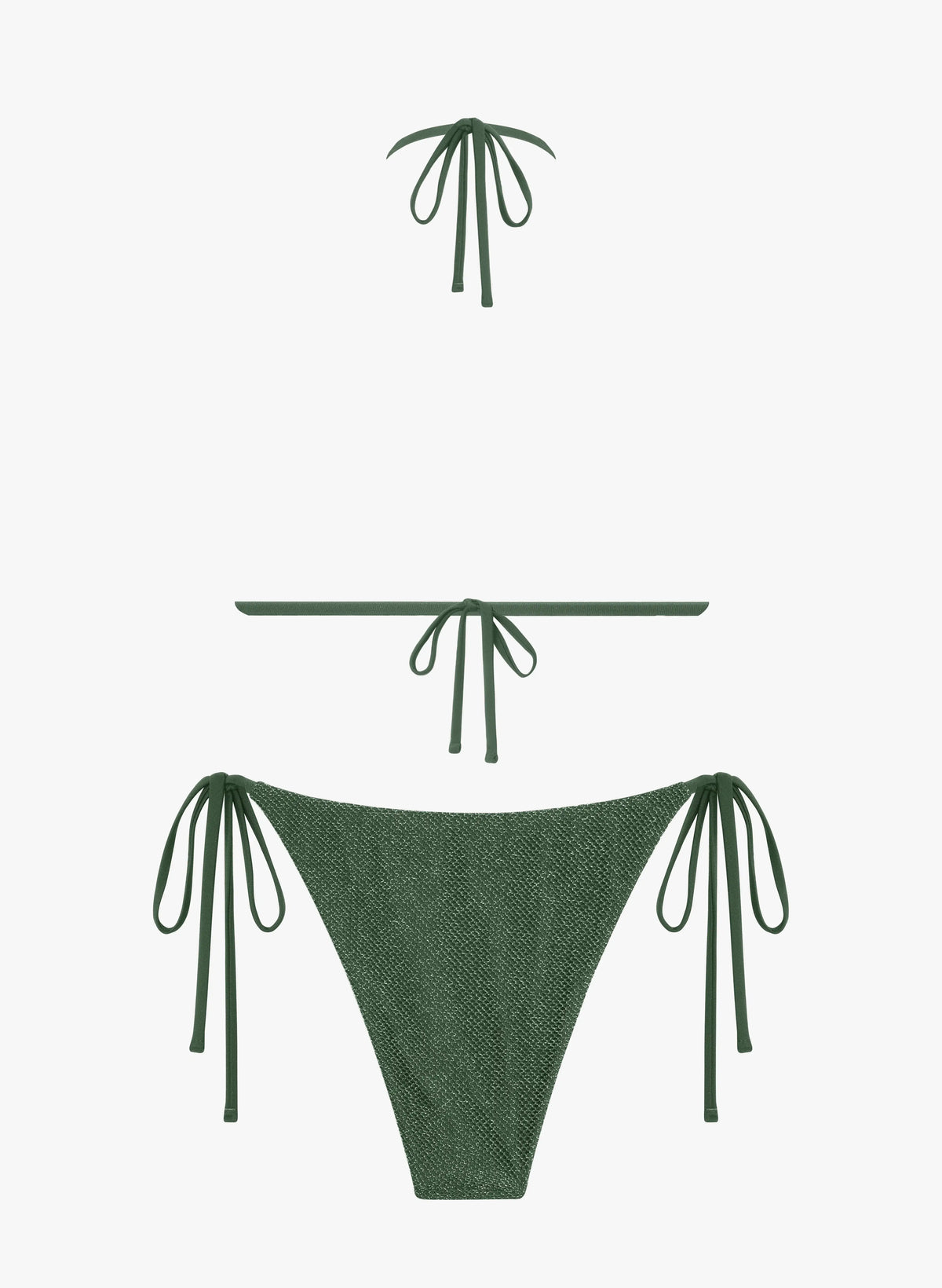 Amalfi Crinkle Triangle Tie Bikini Set - Sage Emerald