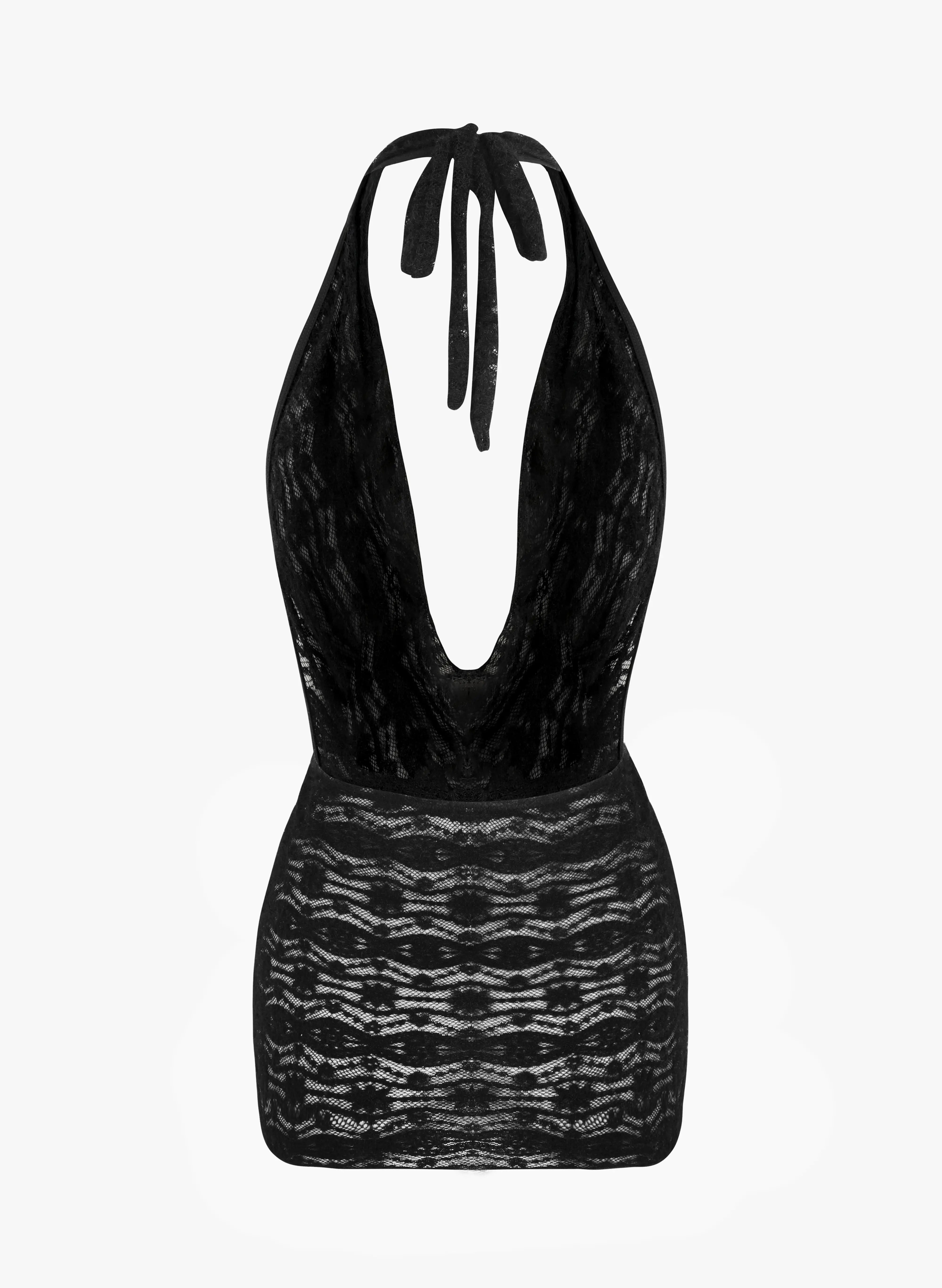 Backless Halter Deep V Neck Mini Dress Beach Cover Up