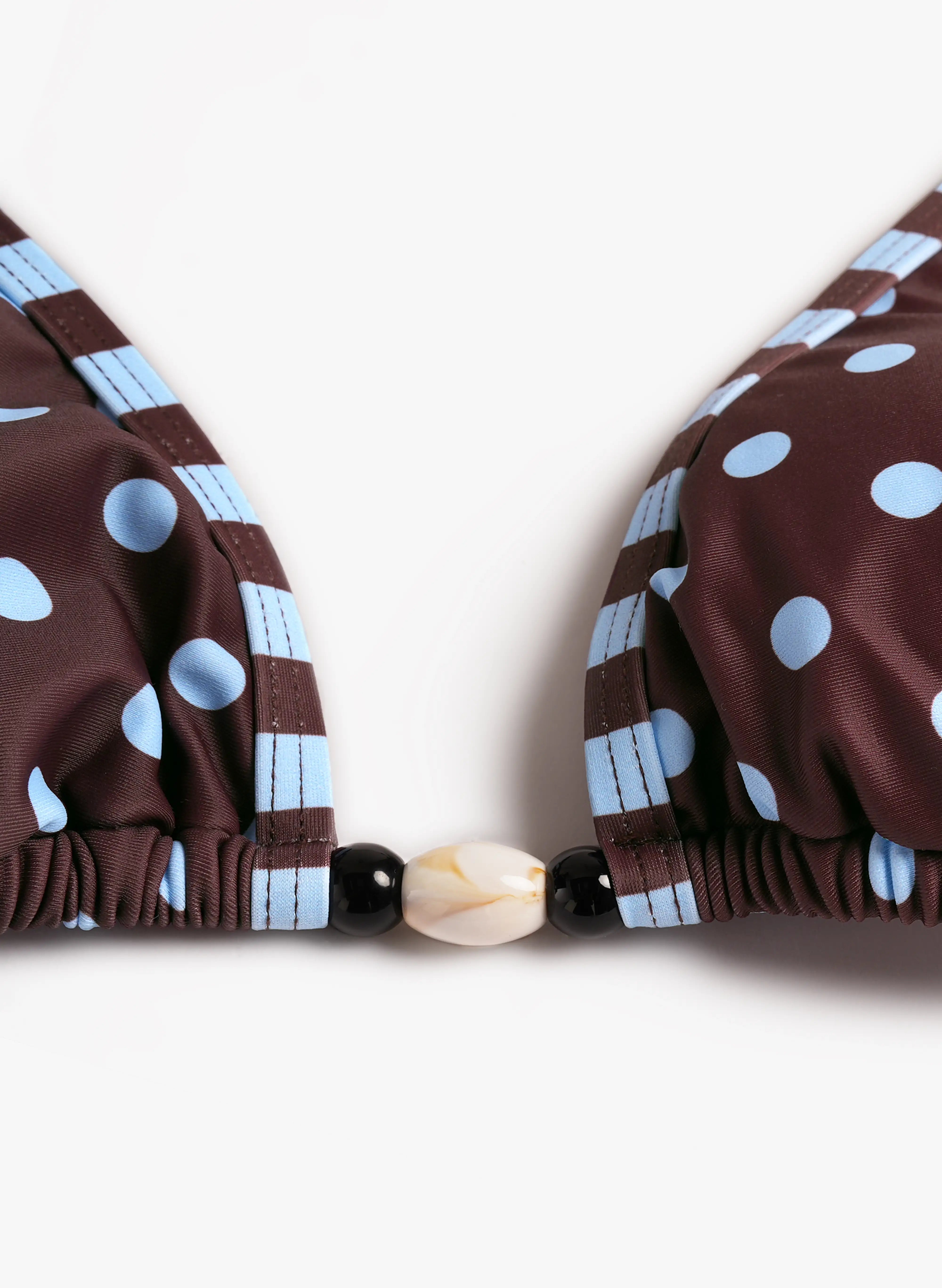 Bali Polka Dot Halter Bikini Short Set - Chocolate Sky Blue
