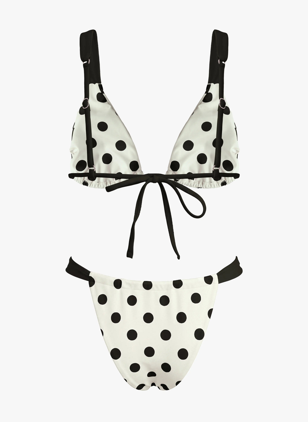 Black & White Polka Dot High Cut Bikini | Beacheers