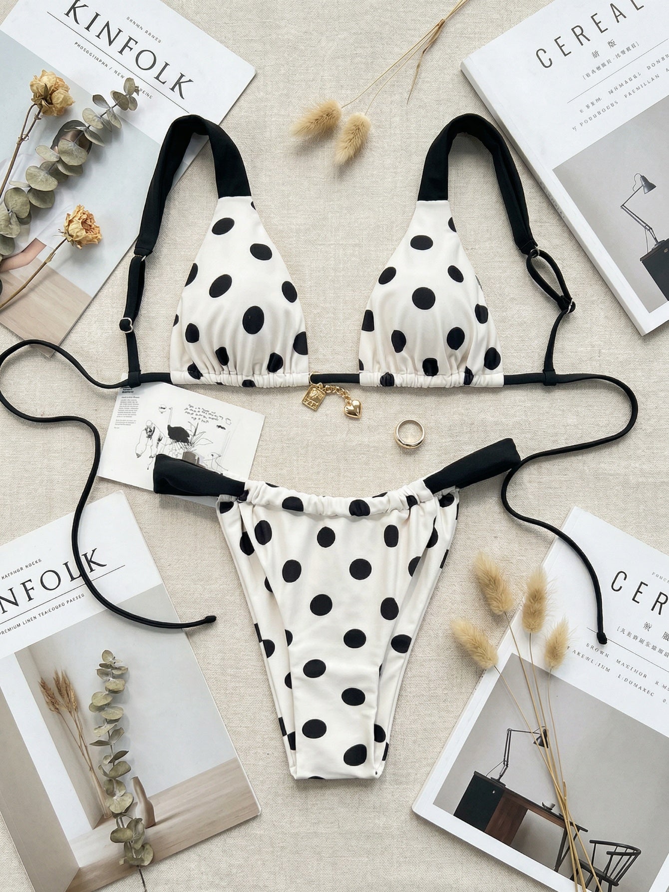 Black & White Polka Dot High Cut Bikini | Beacheers