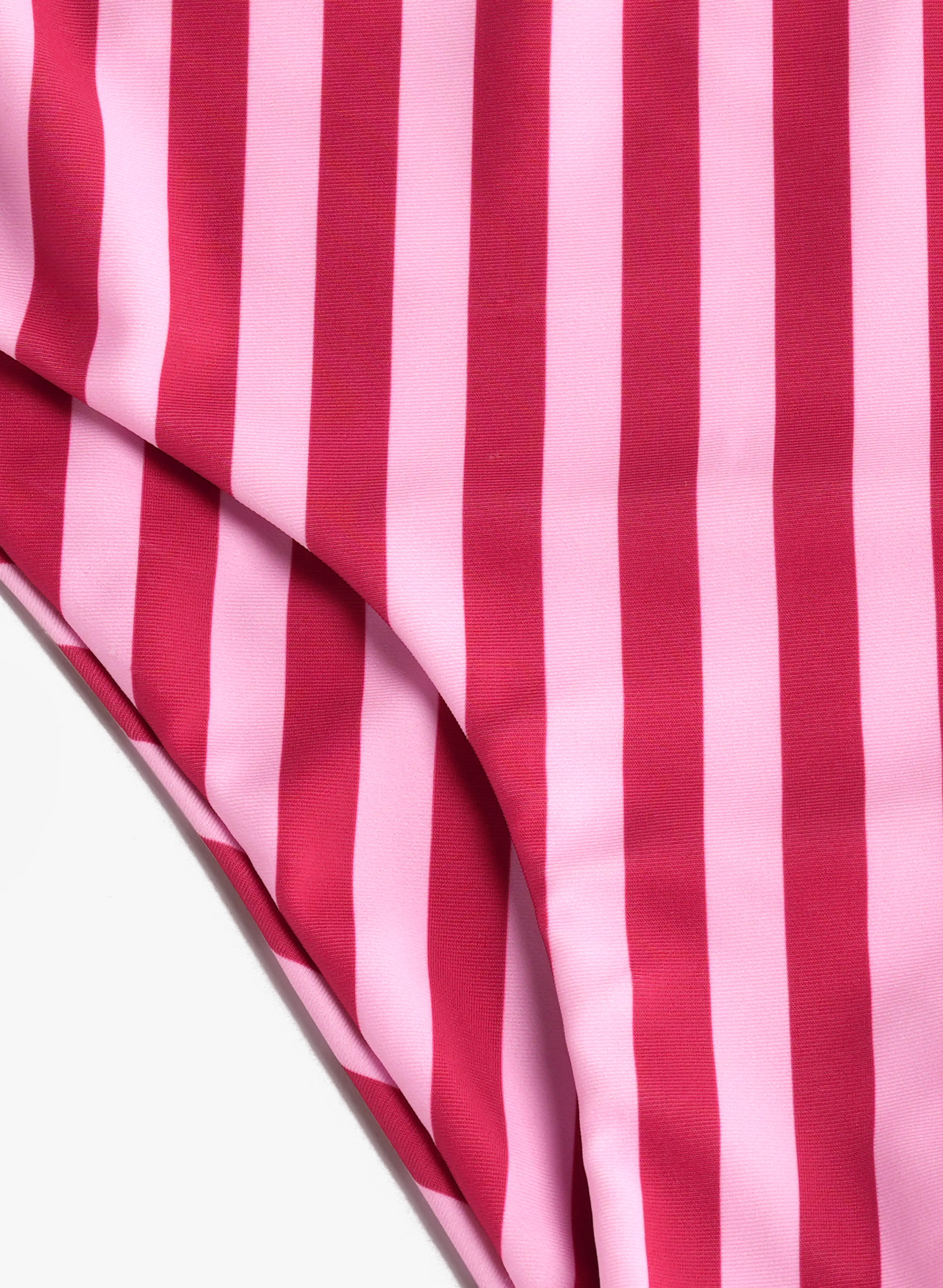 Capri Striped Halter High‑Waist Bikini Set - Pink
