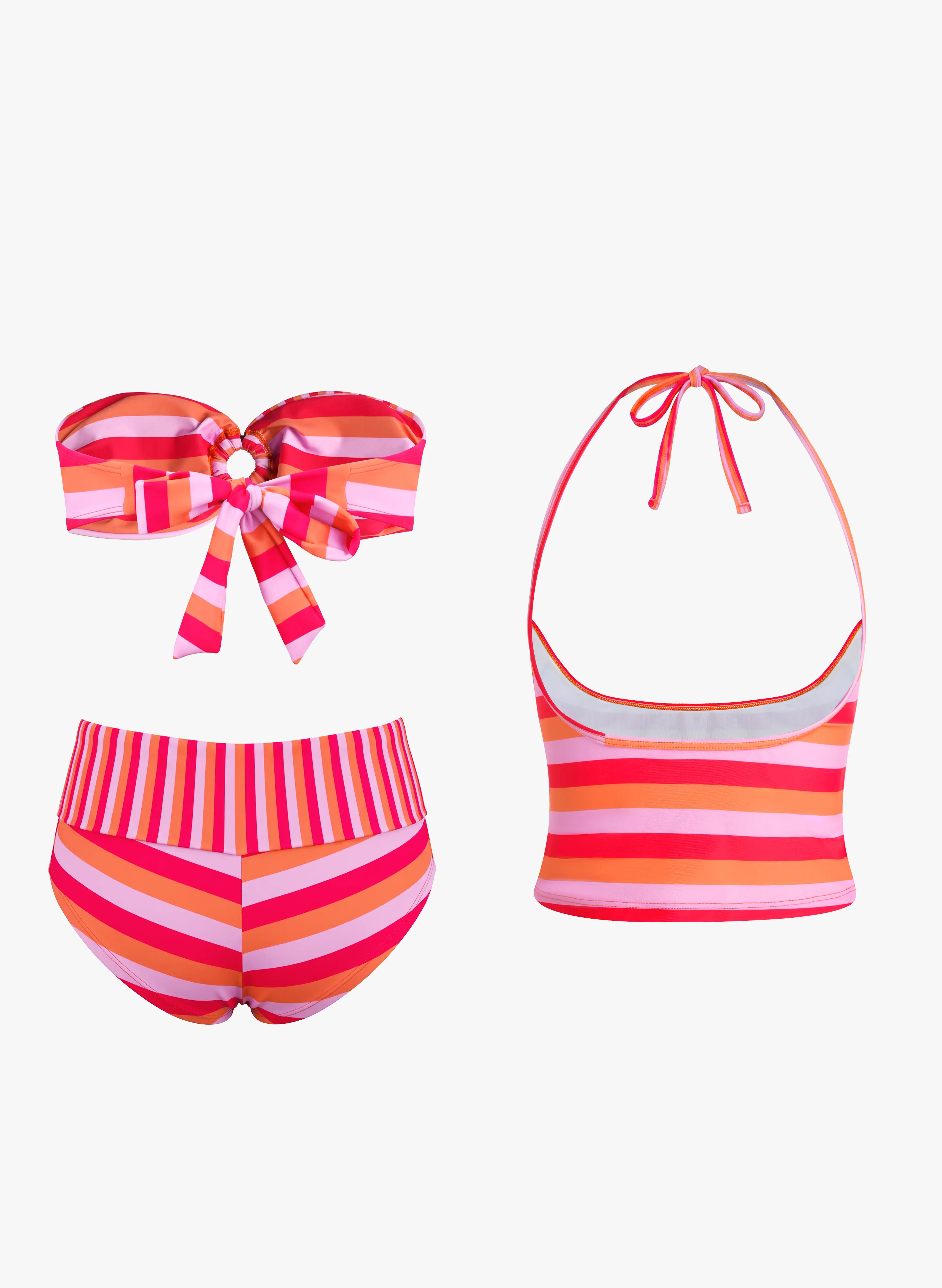 Capri Striped Halter Tankini Set - Sunset Stripe