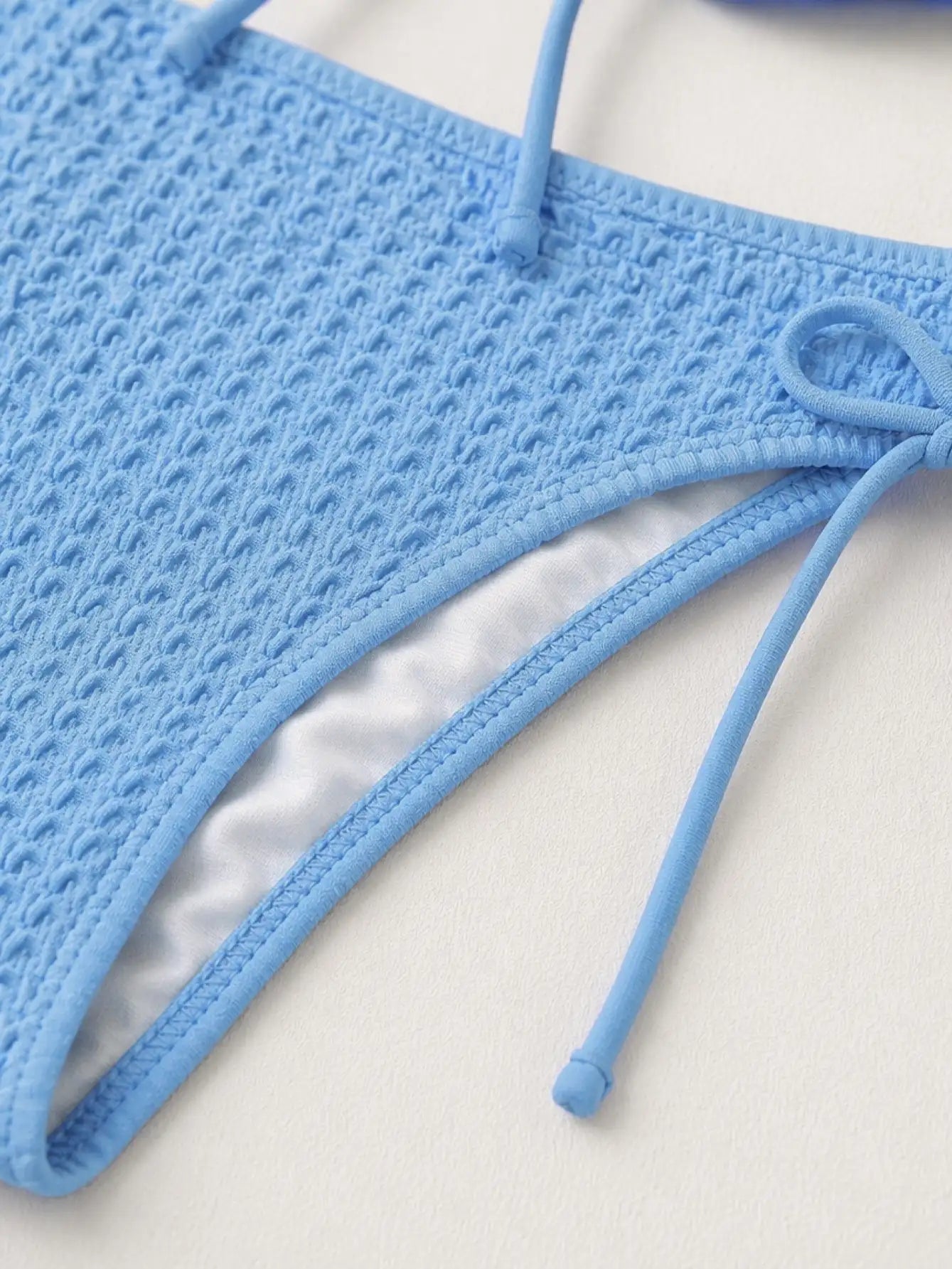 Capri Textured Underwire Tie-Front Bikini Set - Sky Blue