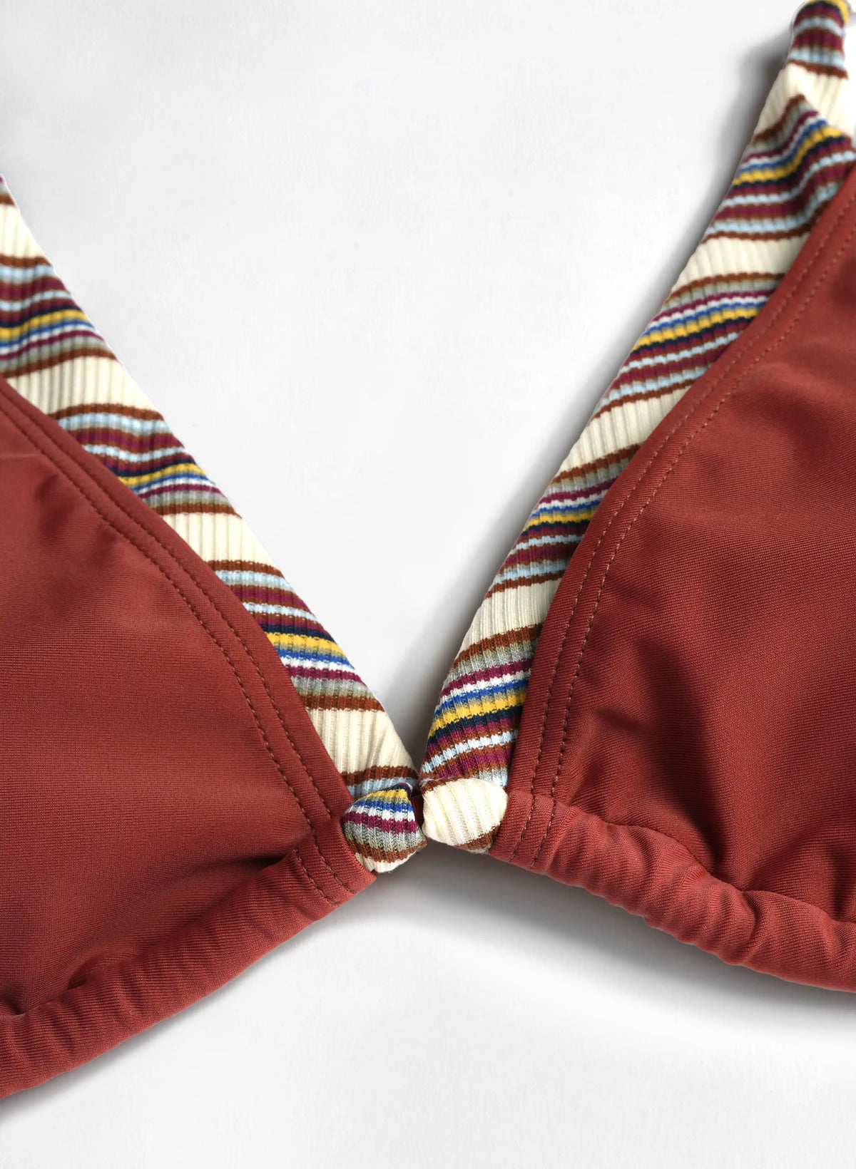 Catalina Striped Trim Halter Bikini Short Set - Rust Burgundy | Beacheers