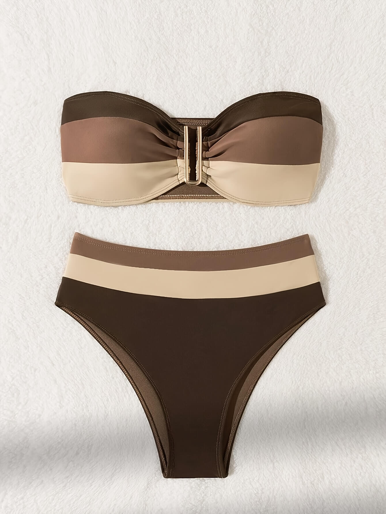 Color Block Bandeau Bikini Set | Beacheers