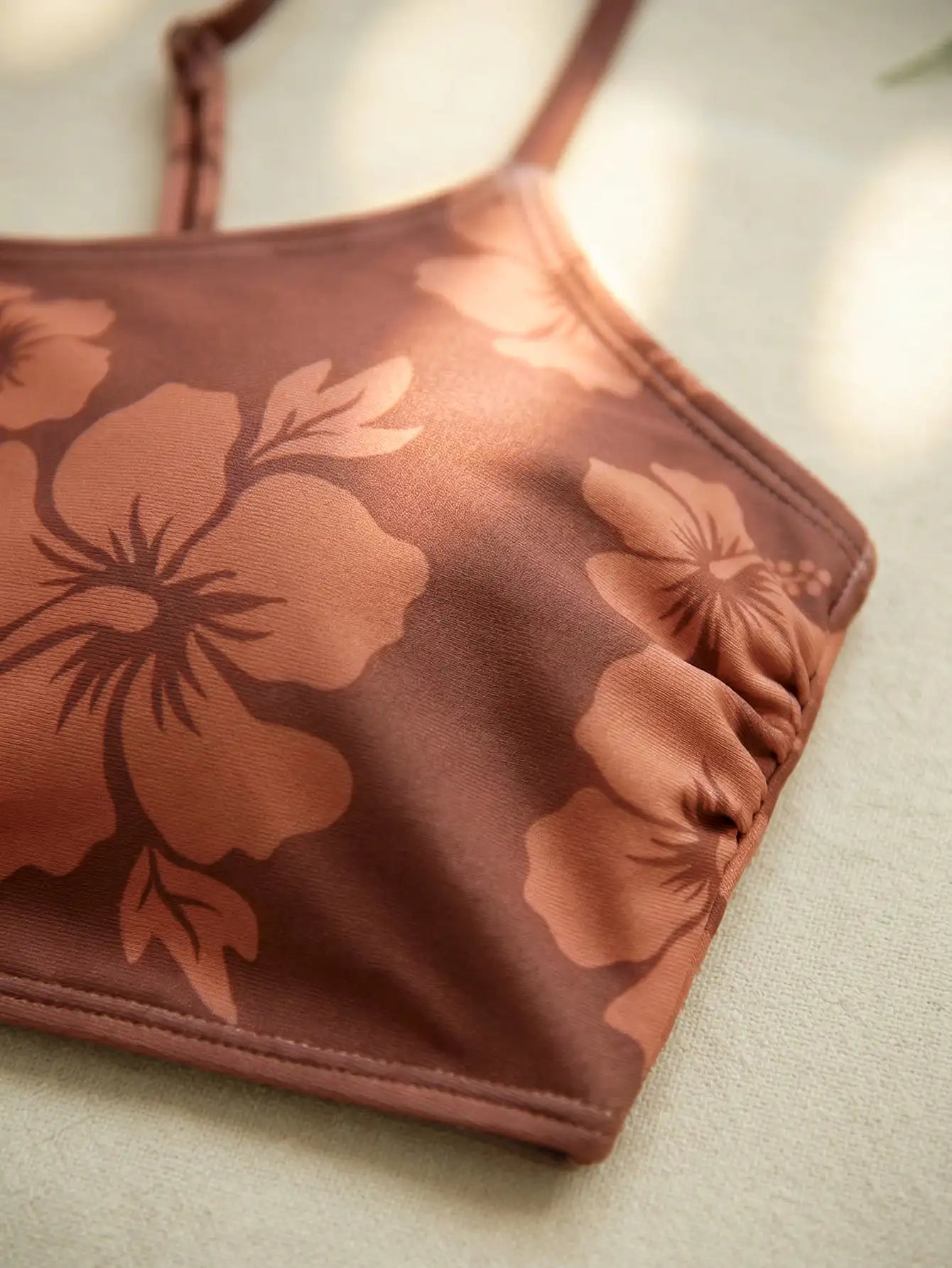 Floral Print Scoop Neck Spaghetti Strap 2 Piece Bikini Set