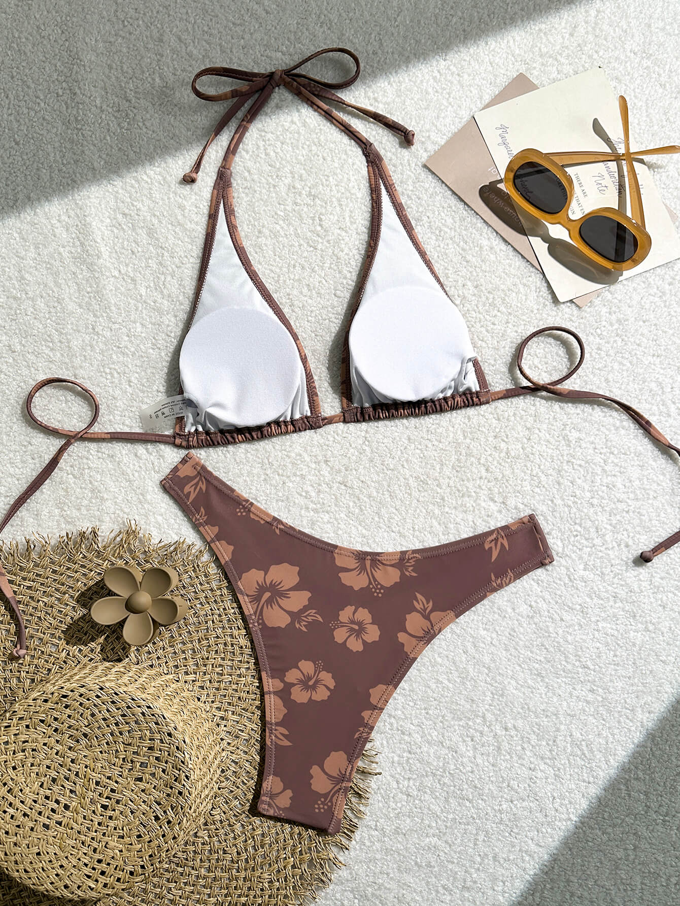 Floral Print Backless Triangle Top High Leg Bikini Set | Beacheers