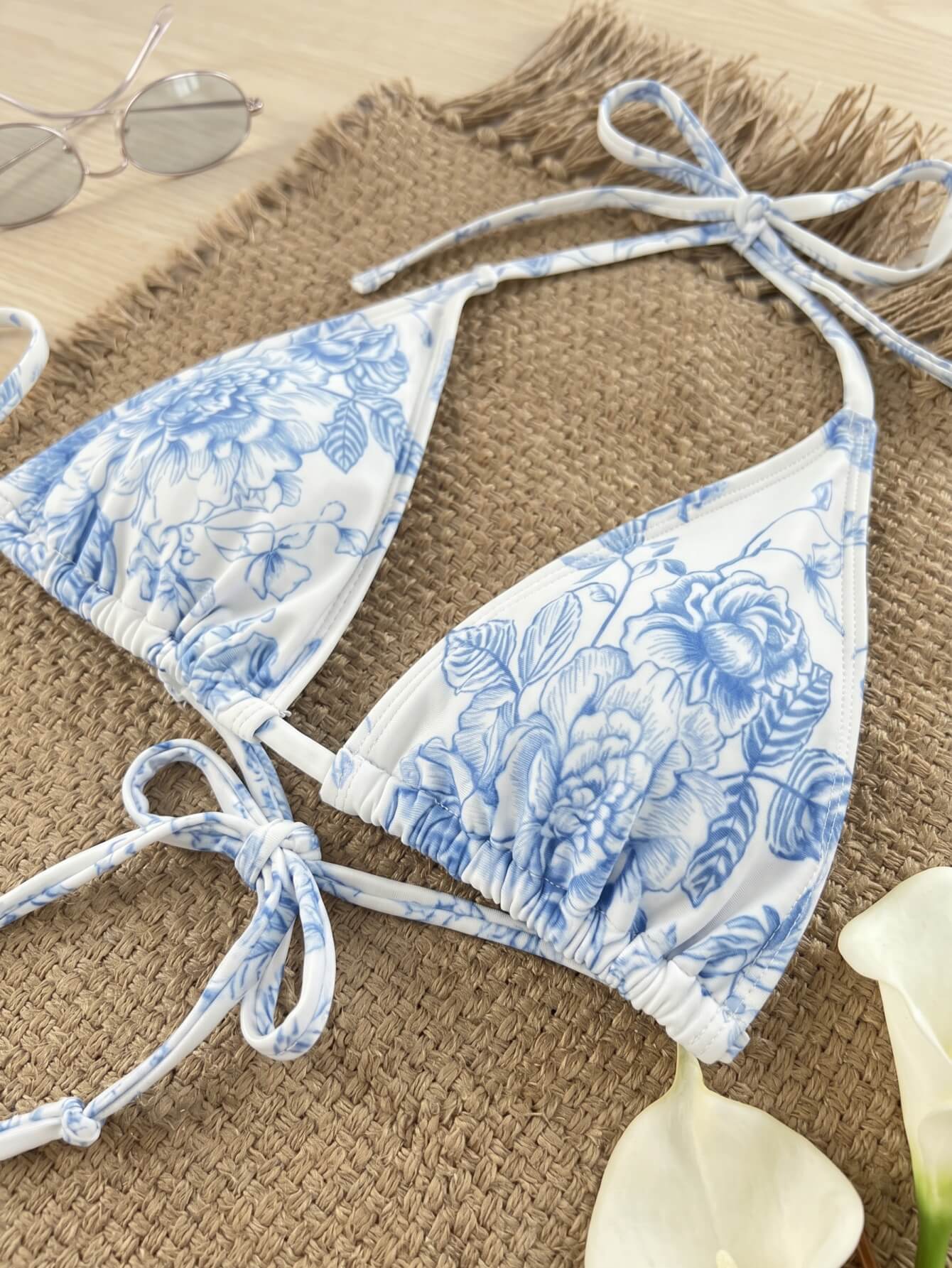 Floral Print Bikini Set With Sarong Skirt | Beacheers