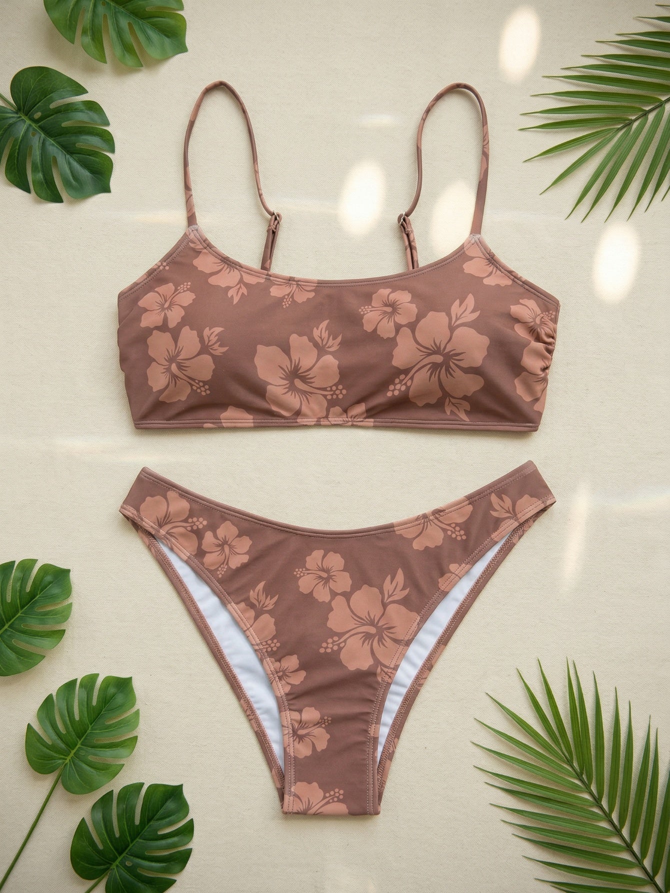 Floral Print Scoop Neck Spaghetti Strap 2 Piece Bikini Set | Beacheers