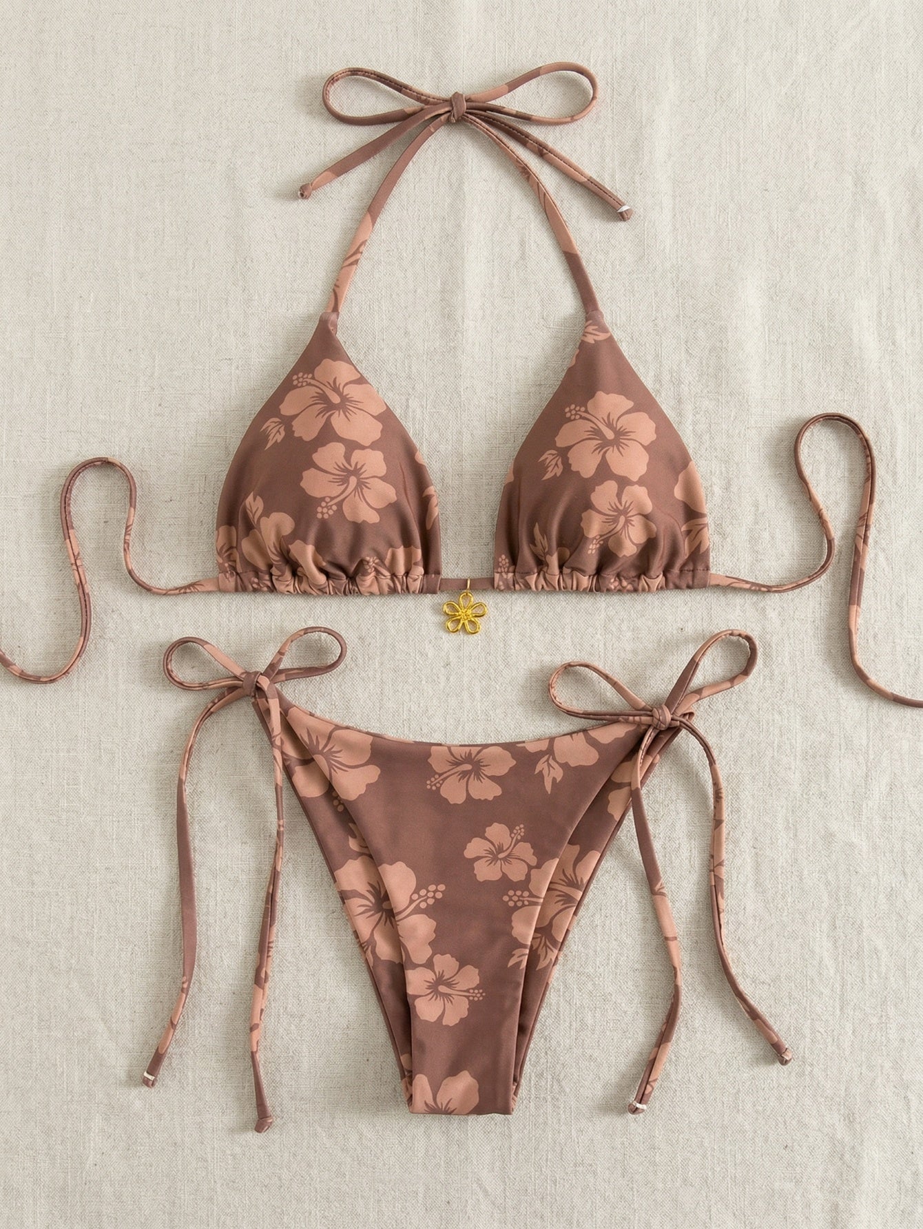 Floral Print Triangle Tie Side 2 Piece Swimsuit | Beacheers