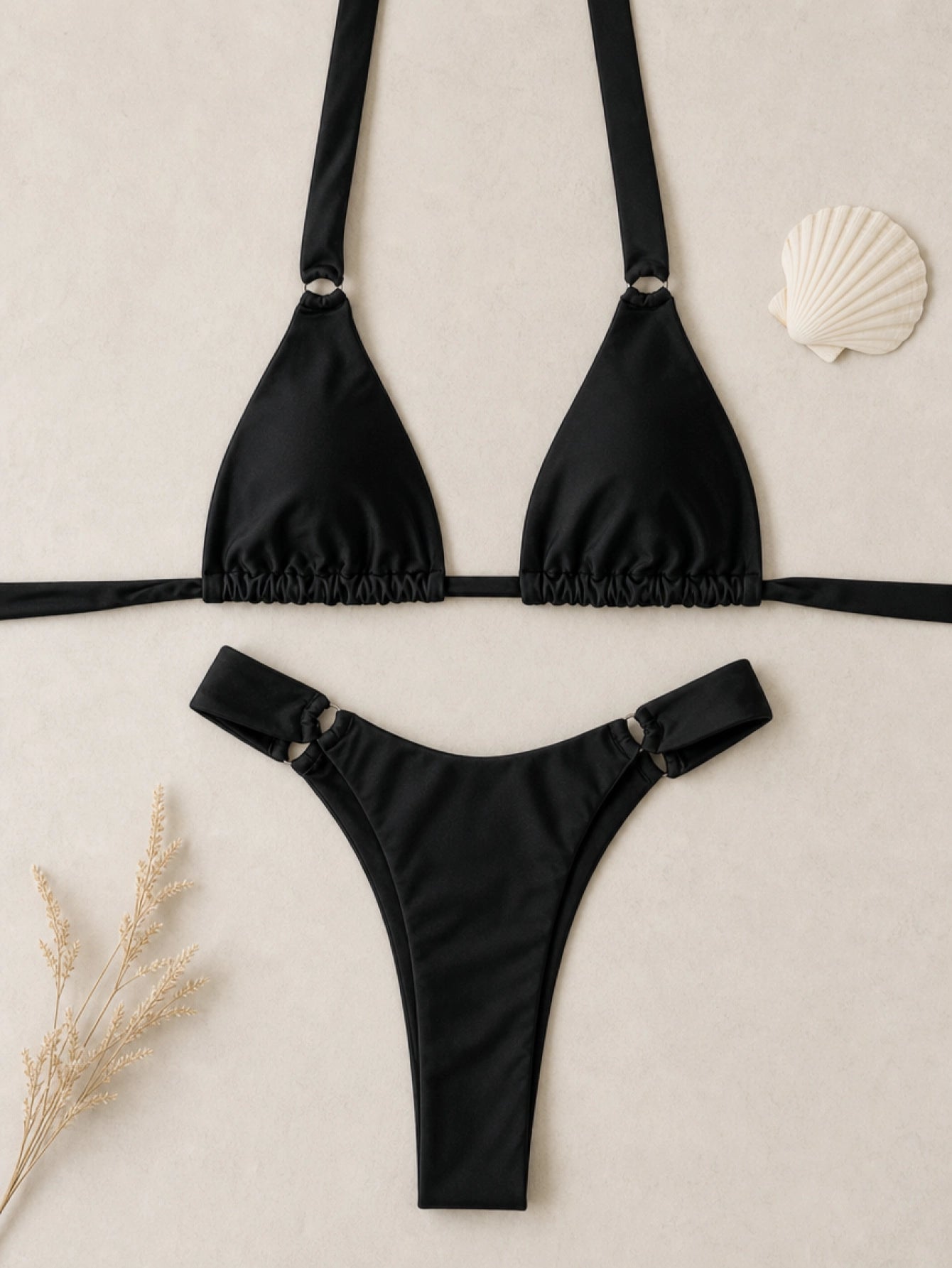Halter Neck Triangle Two Piece Bikini Set