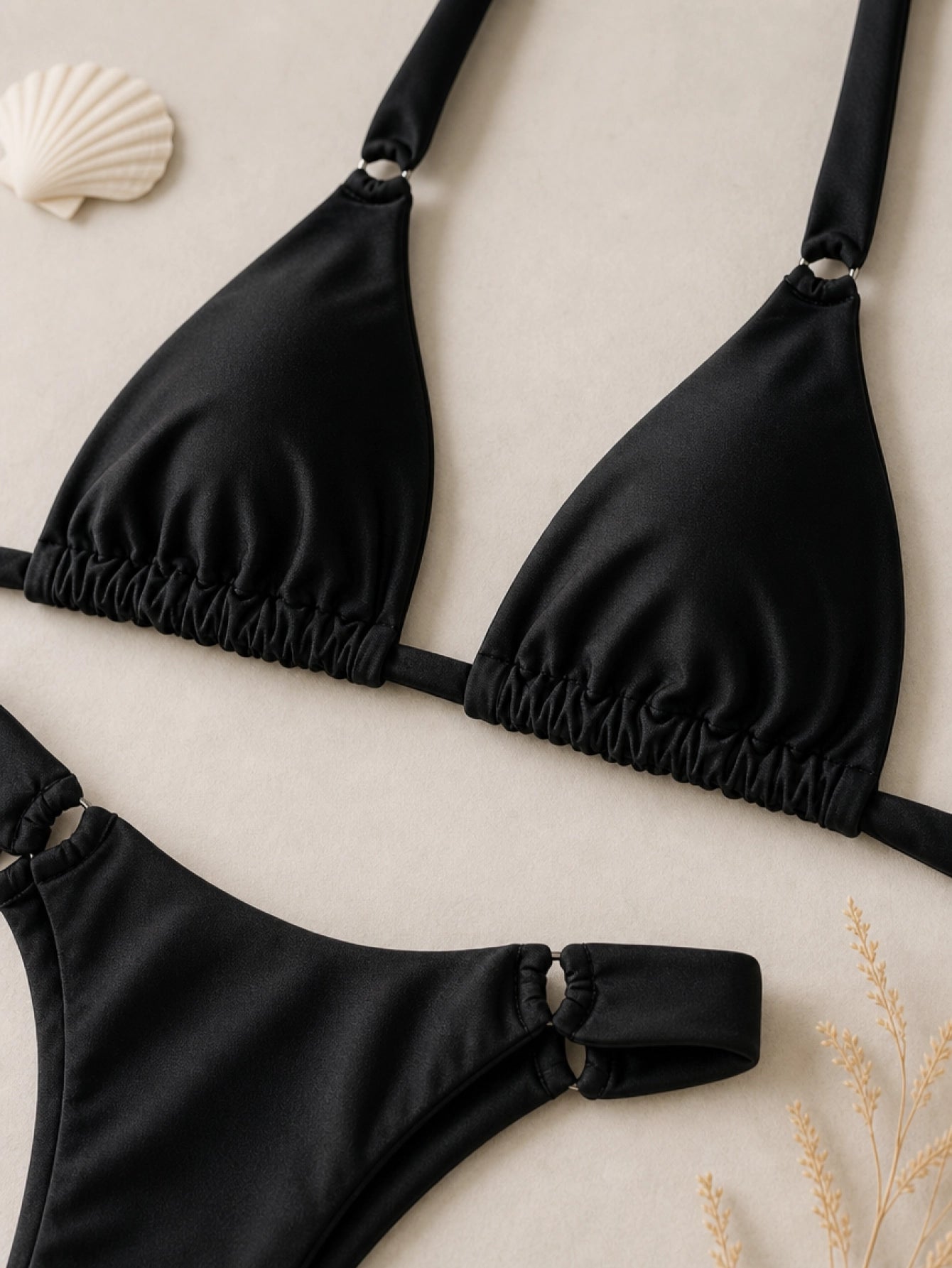 Halter Neck Triangle Two Piece Bikini Set