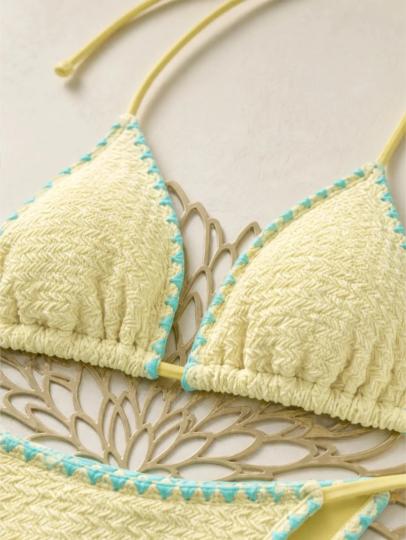 Halter Tied Yellow Cute Separate Bikini Swimwear