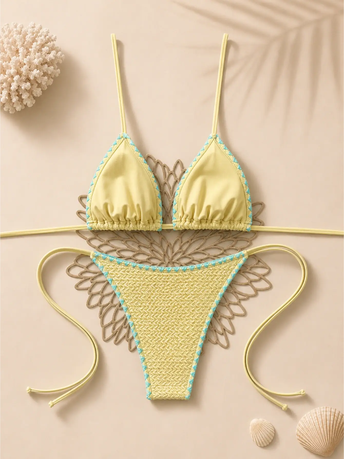 Halter Tied Yellow Cute Separate Bikini Swimwear