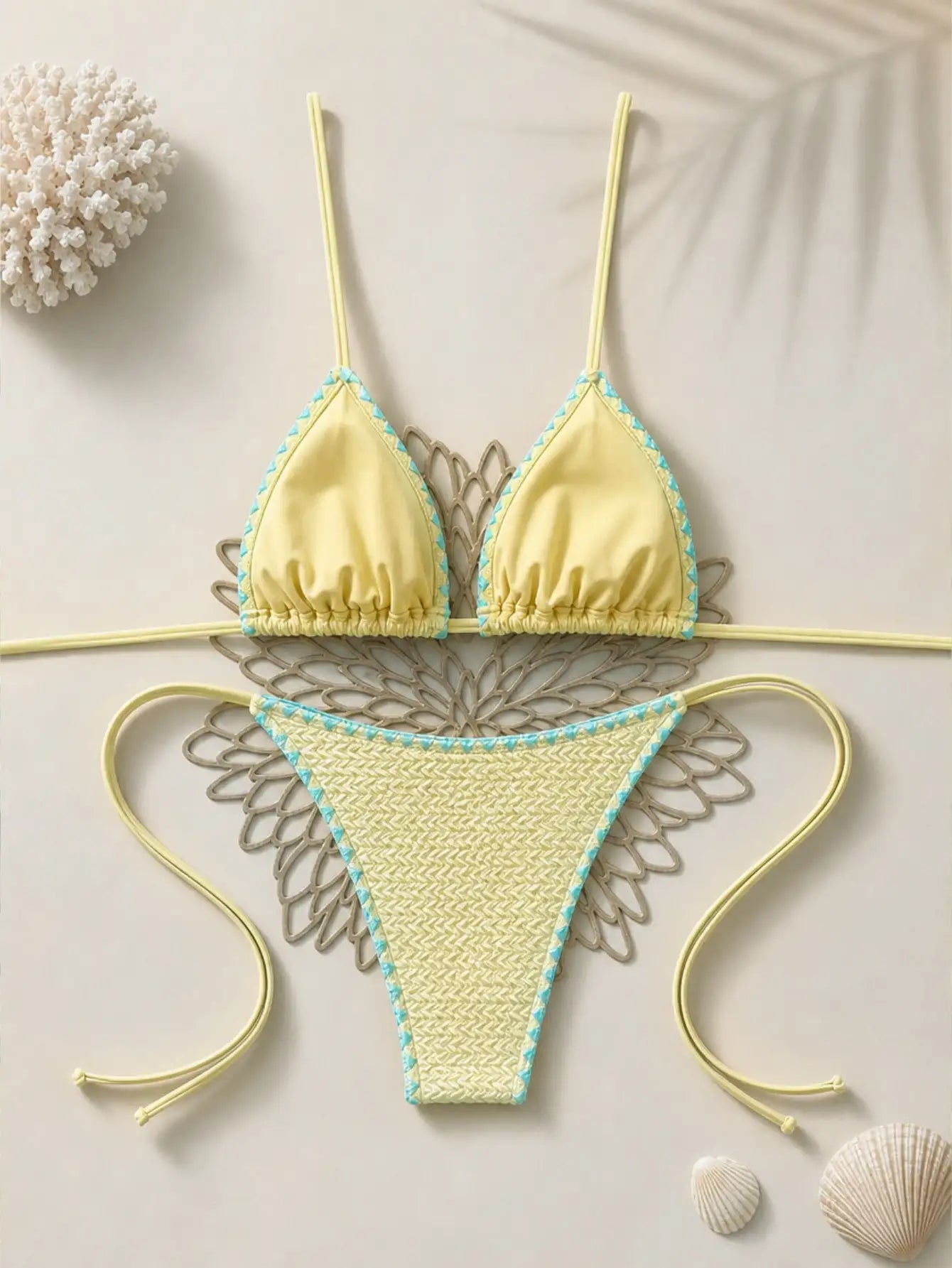 Halter Tied Yellow Cute Separate Bikini Swimwear