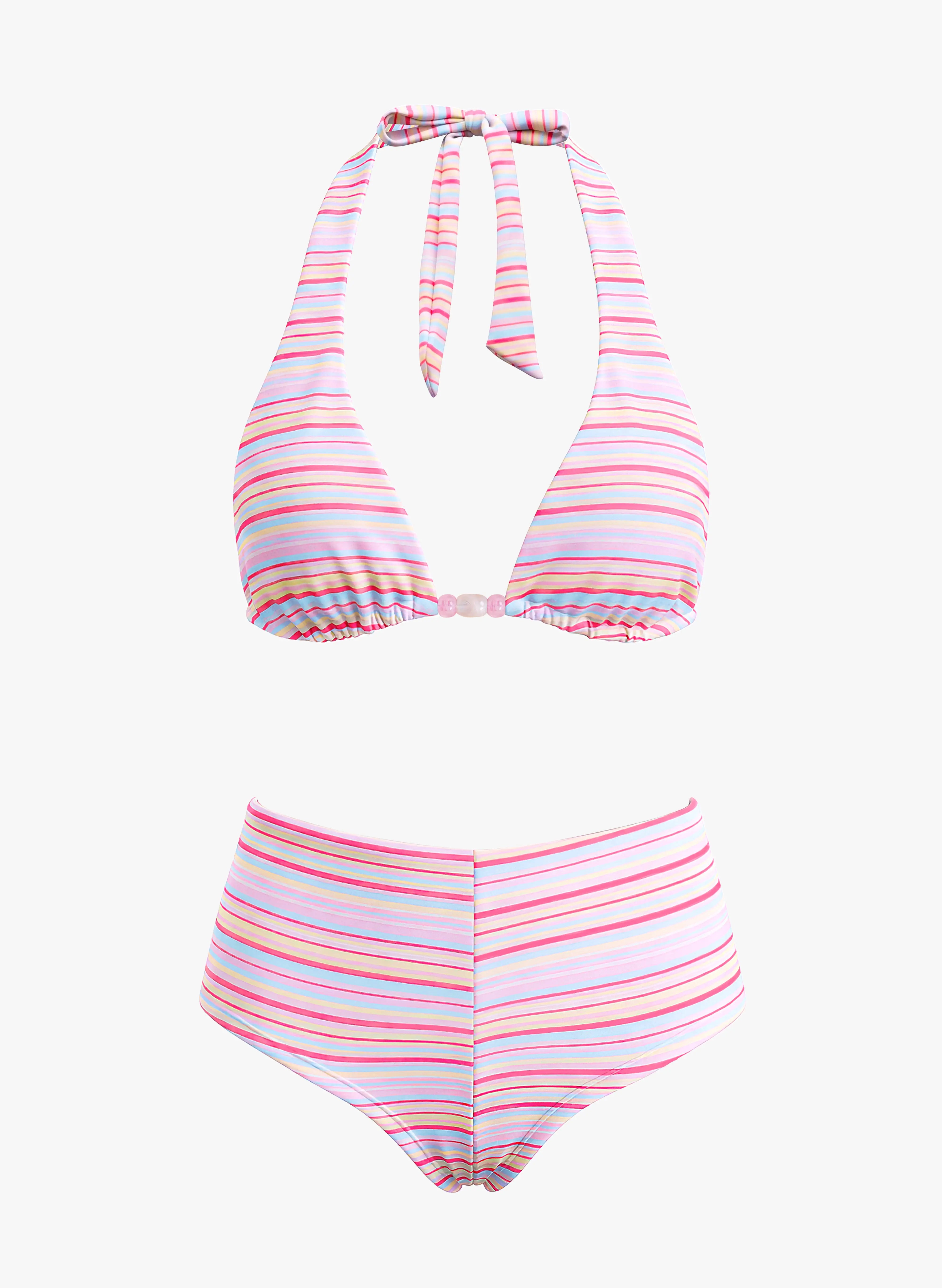 Lola Striped Halter Bikini Set - Rainbow