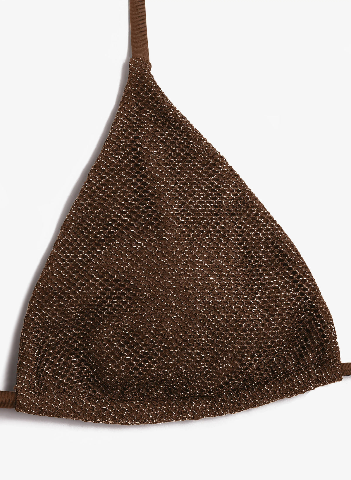 Mallorca Crinkle Beaded Triangle Bikini Set - Brown