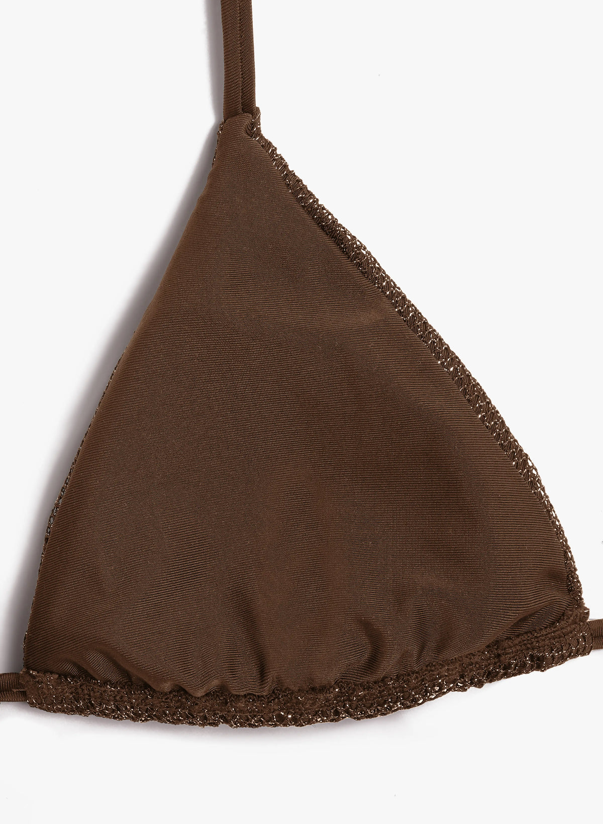 Mallorca Crinkle Beaded Triangle Bikini Set - Brown