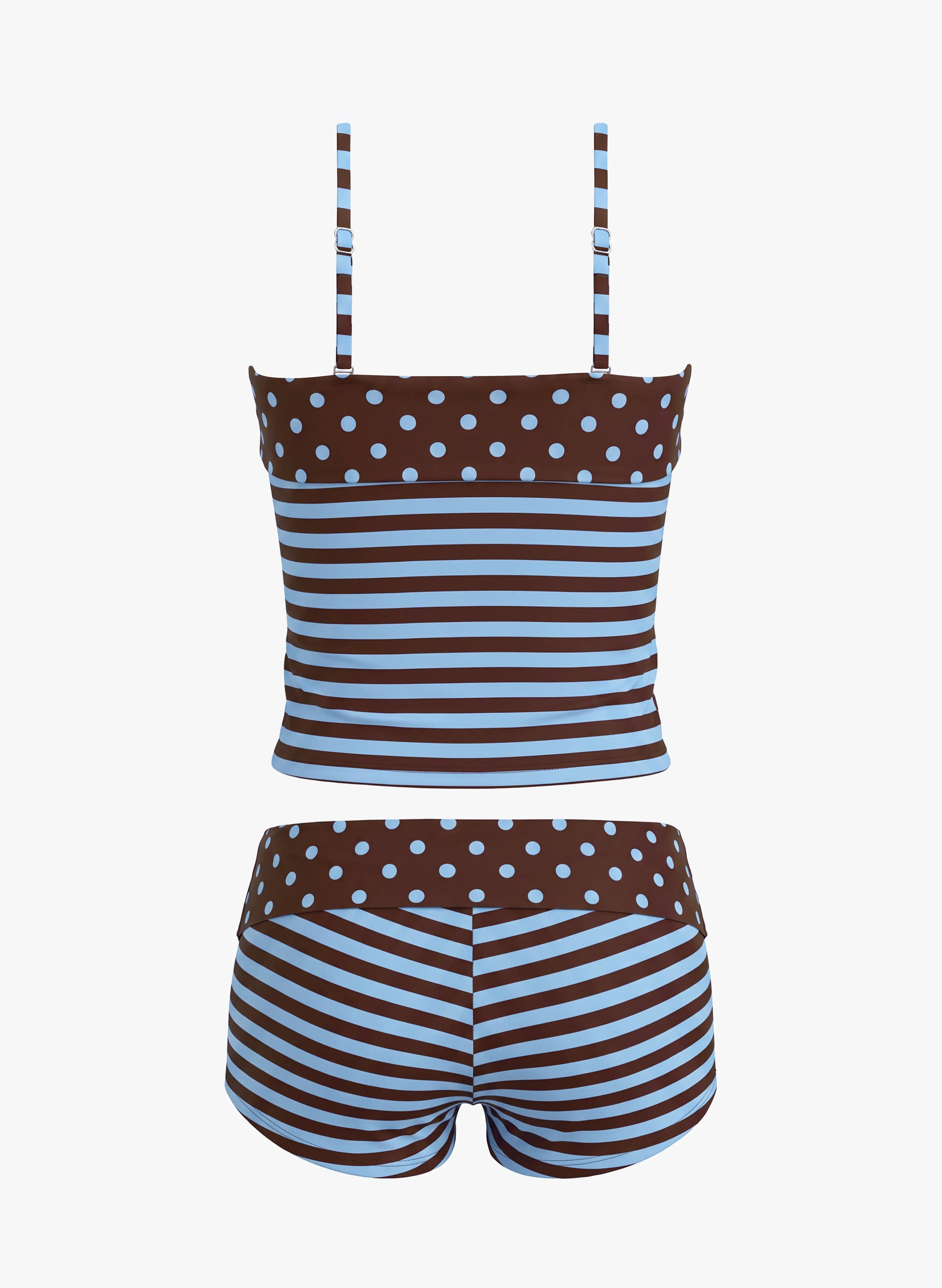 Marnie Detachable Strap Two-Wear Tankini Set - Cocoa Blue