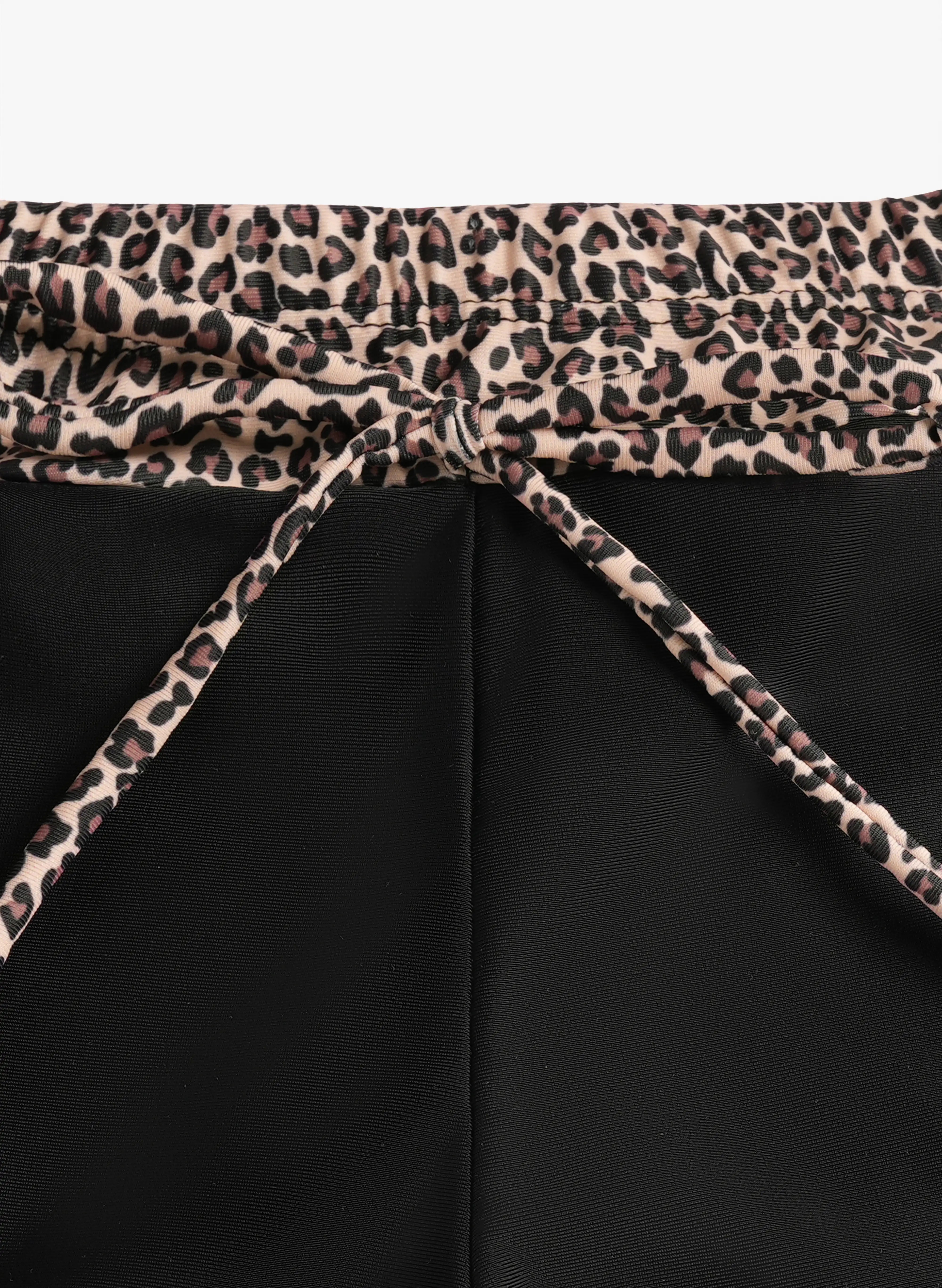 Monaco Leopard Trim Halter Tankini Set - Black