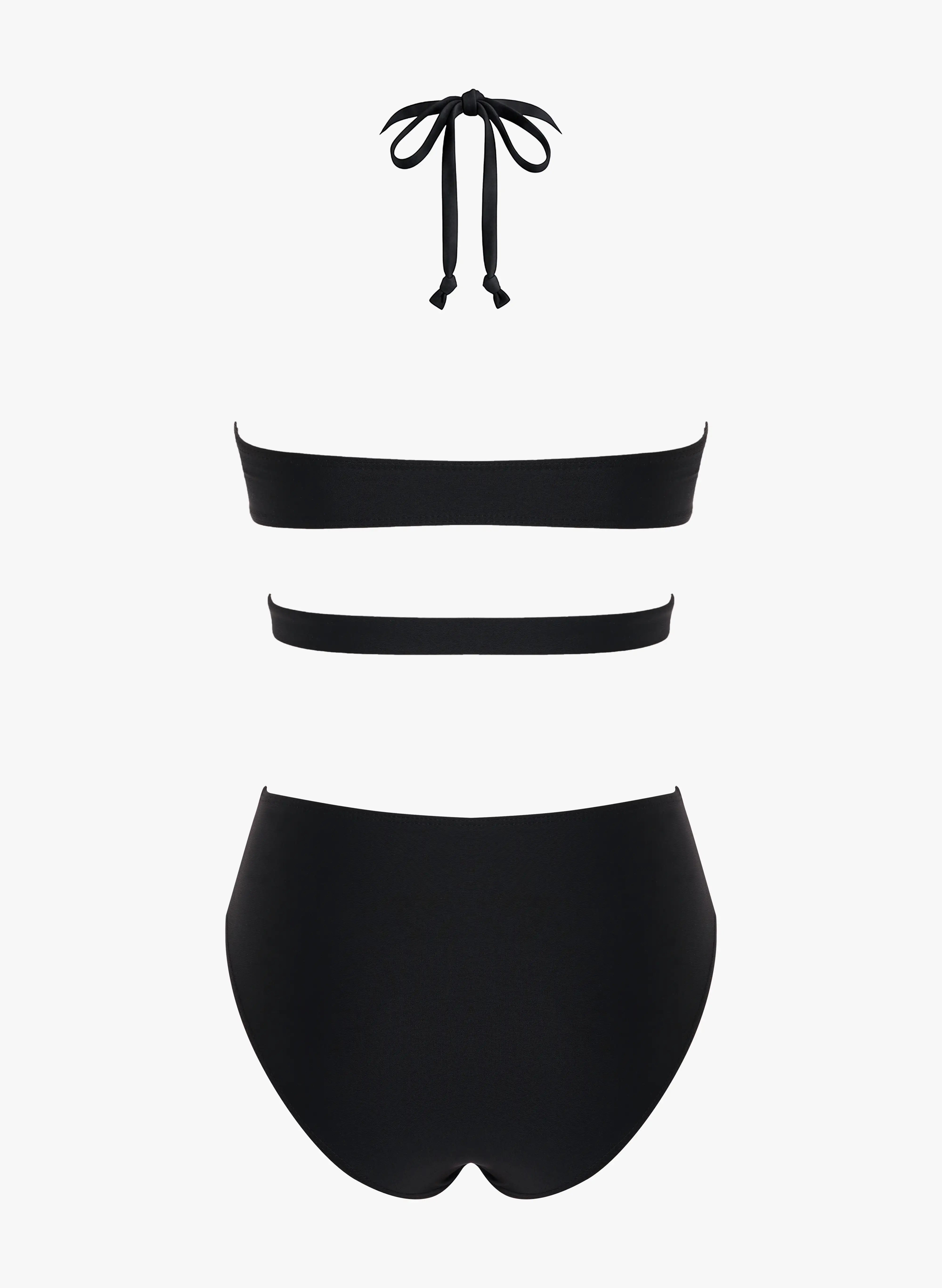 Mykonos Black Eyelet Cutout Halter One Piece Swimsuit