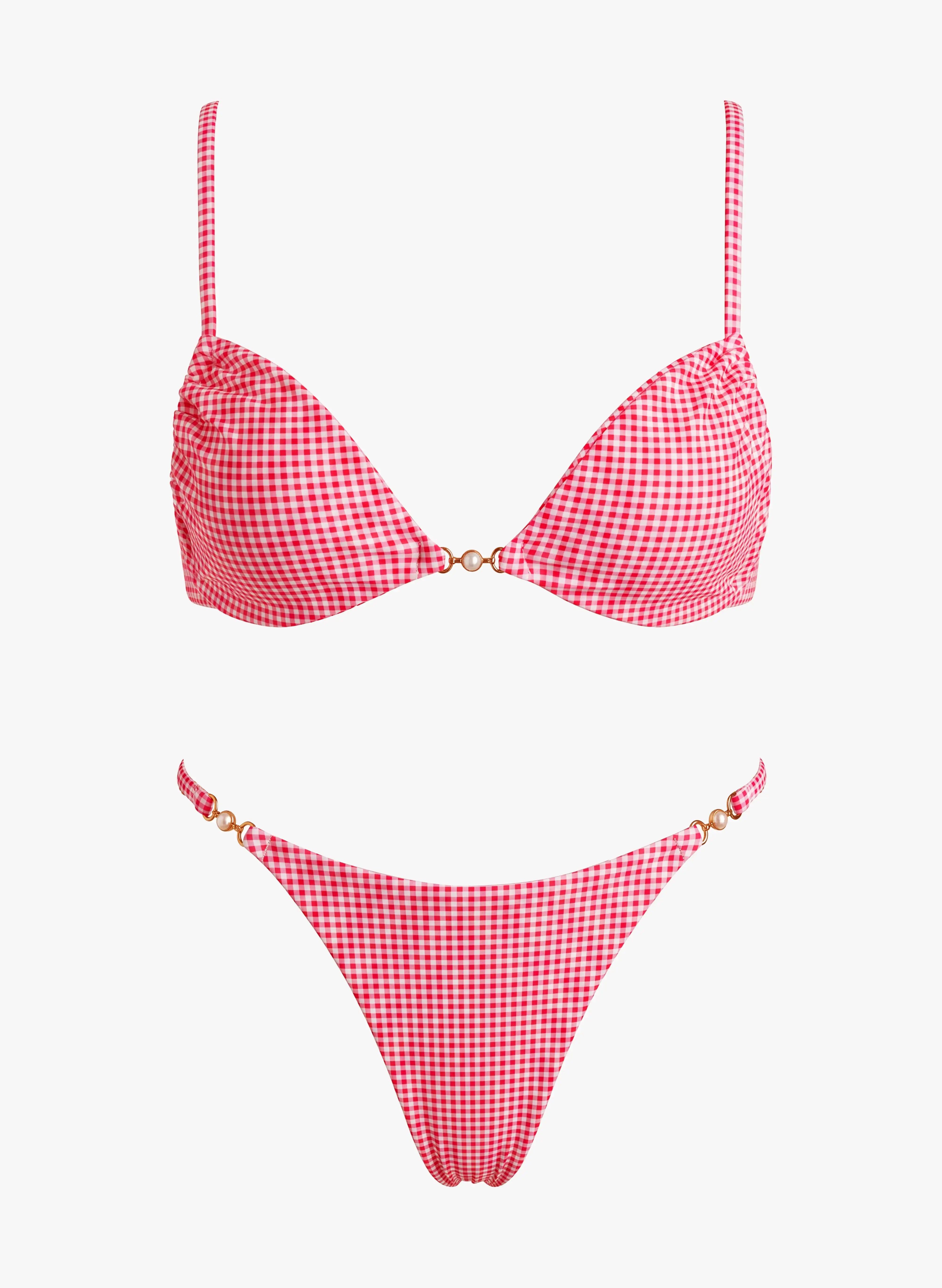 Mykonos Gingham Adjustable Triangle Bikini Set