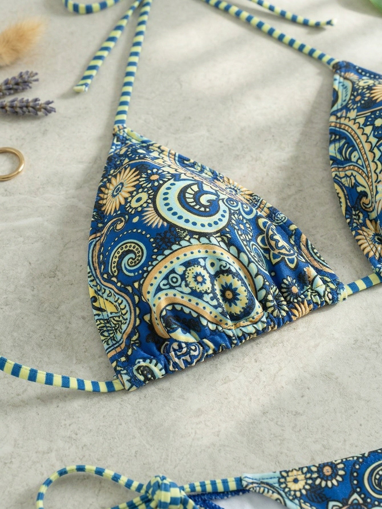 Paisley Print Triangle Bikini Set | Beacheers