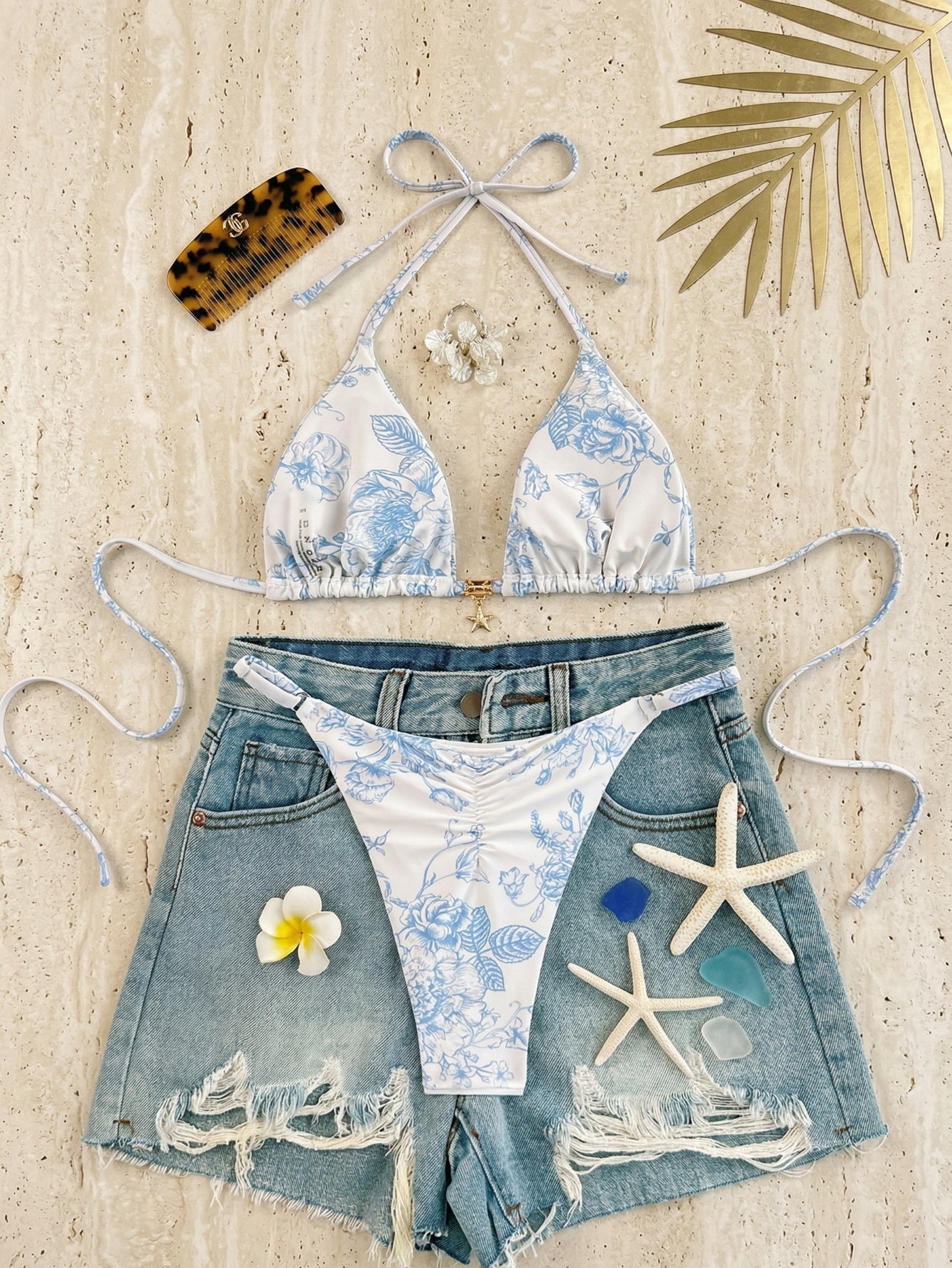 Printed bikini swimsuit set|Beacheers
