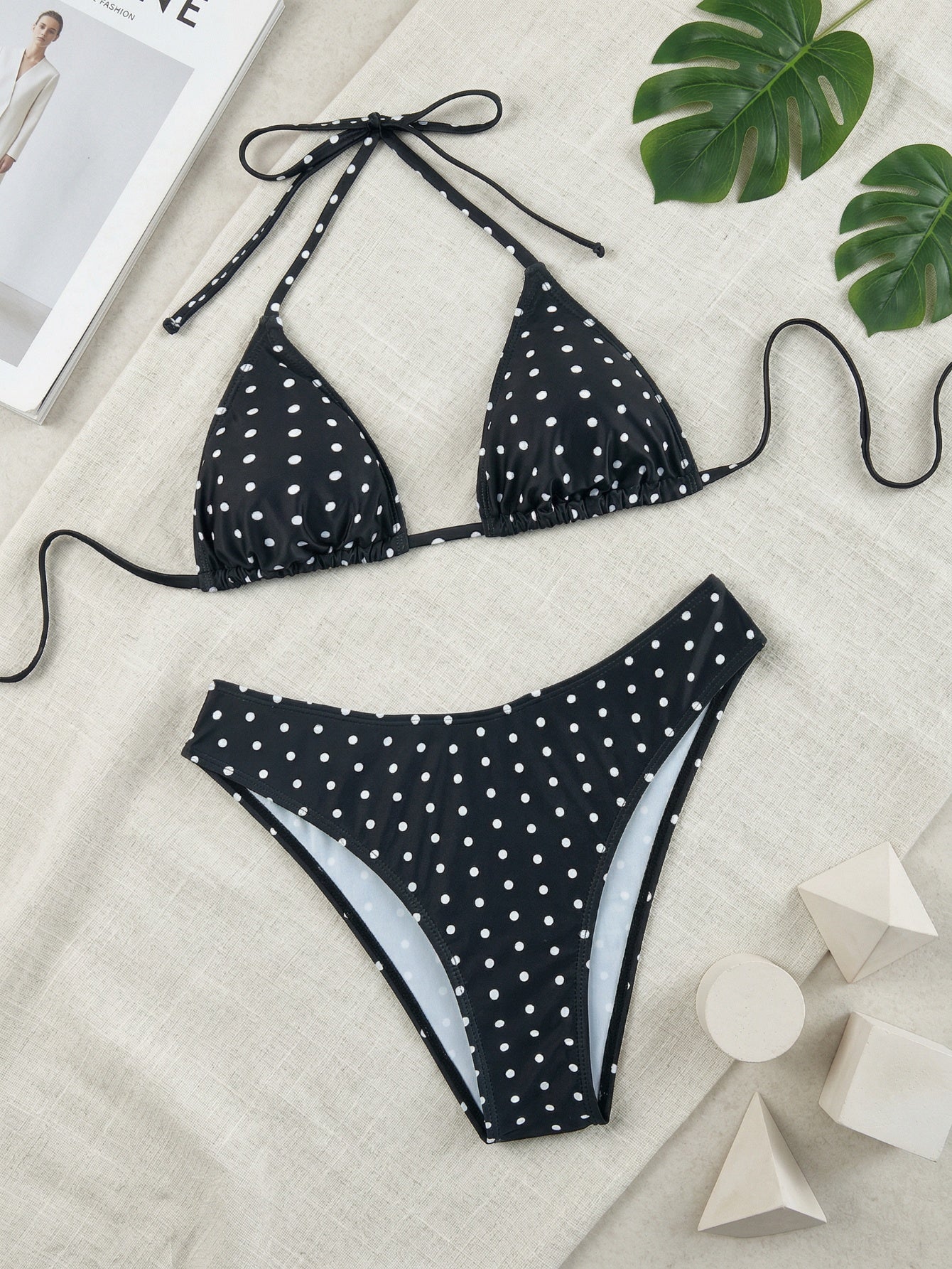 Sexy Halter Polka Dot Two Piece Bikini Set | Beacheers