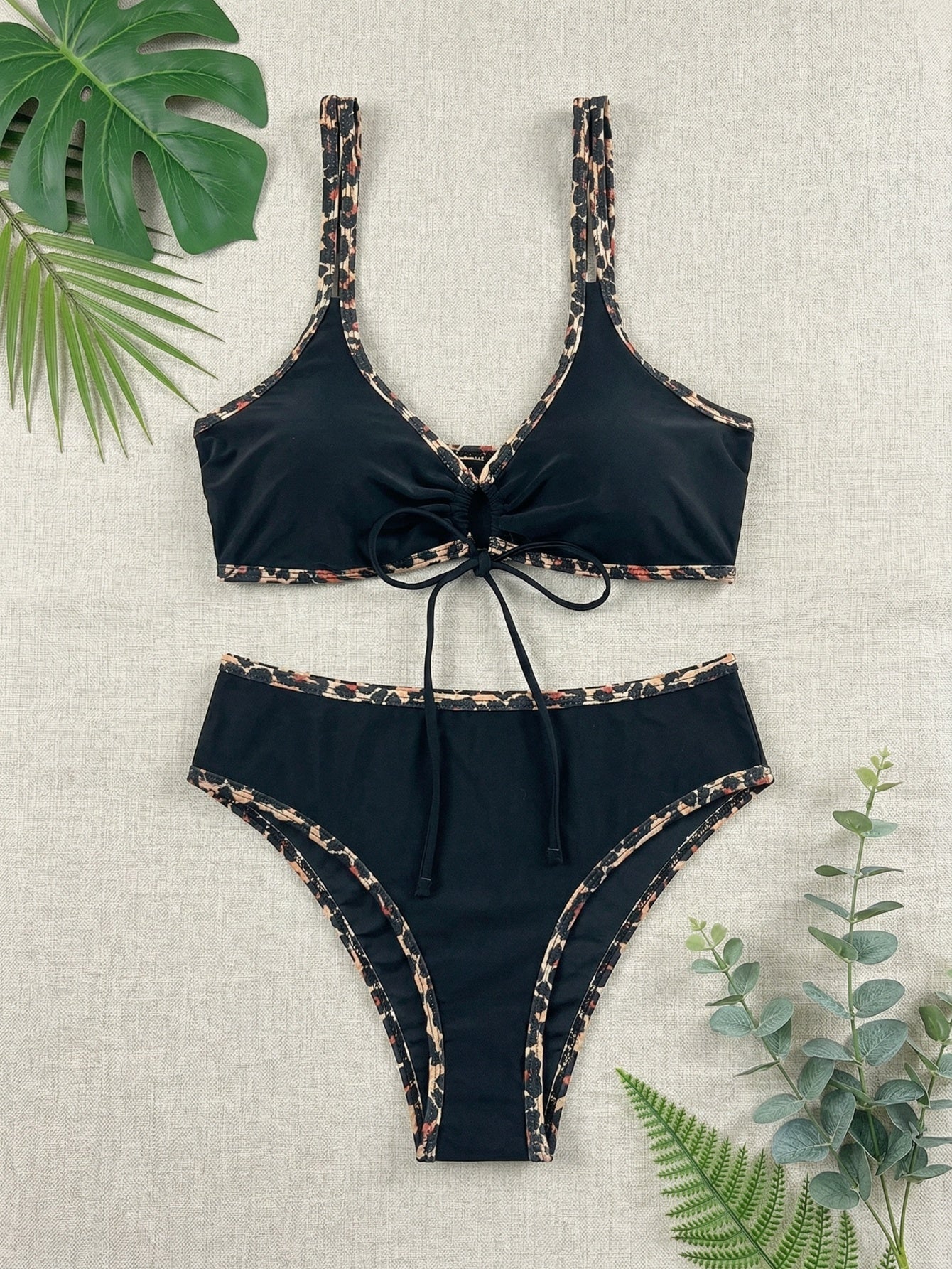 Sexy Leopard Trim 2 Piece Bikini Set | Beacheers