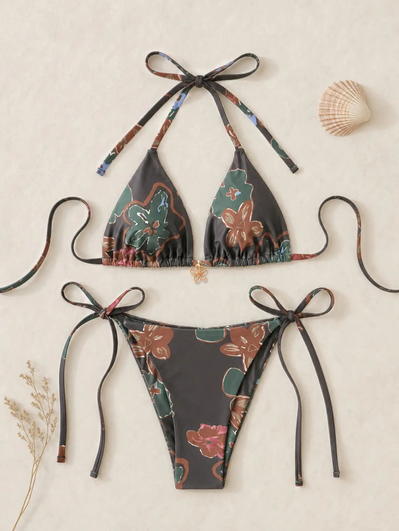 Side Tie Swim Shorts Beach Vacation Women Bikini Set
