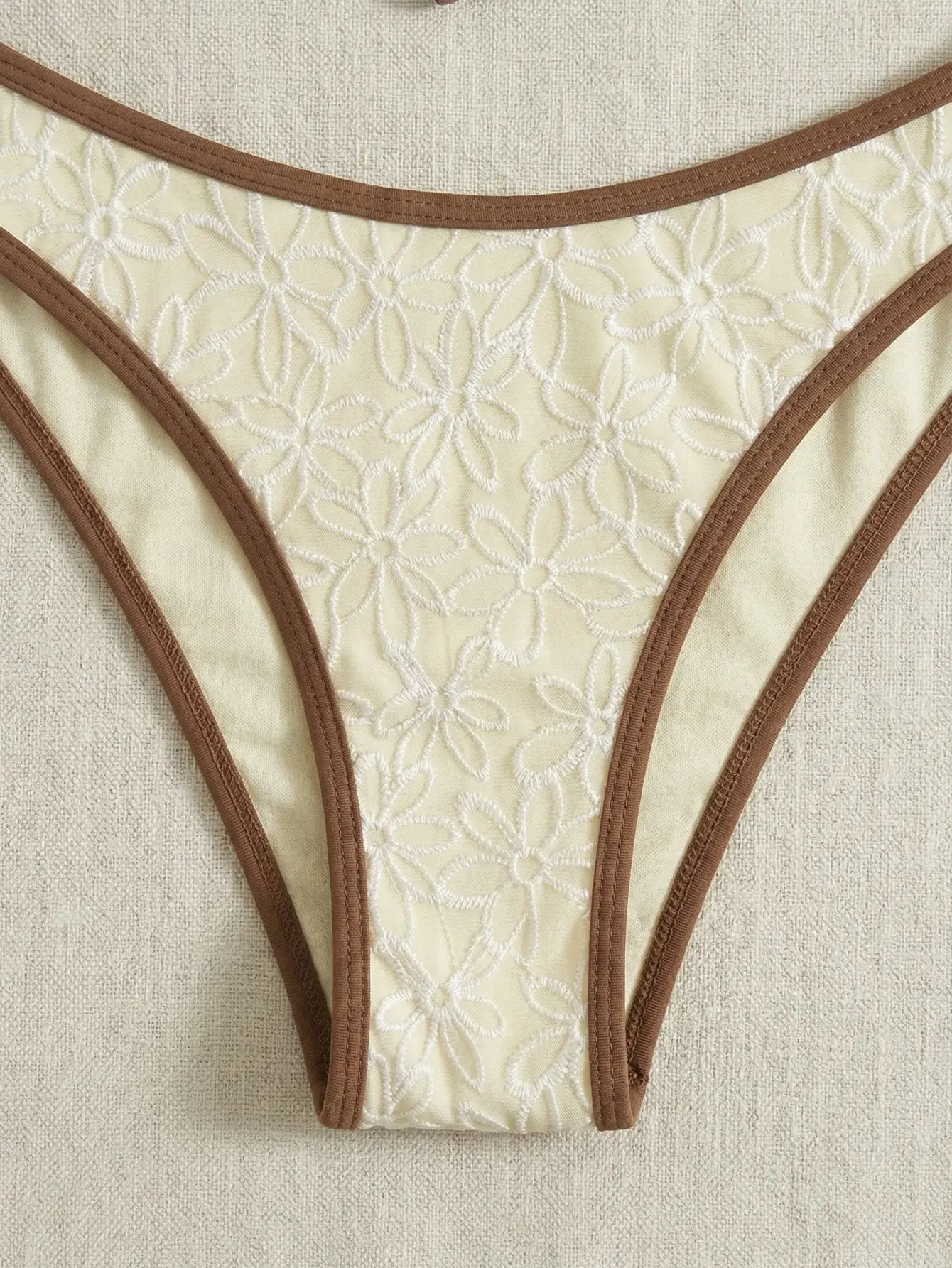 Spaghetti Strap Plants Contrast Color Bikini Set