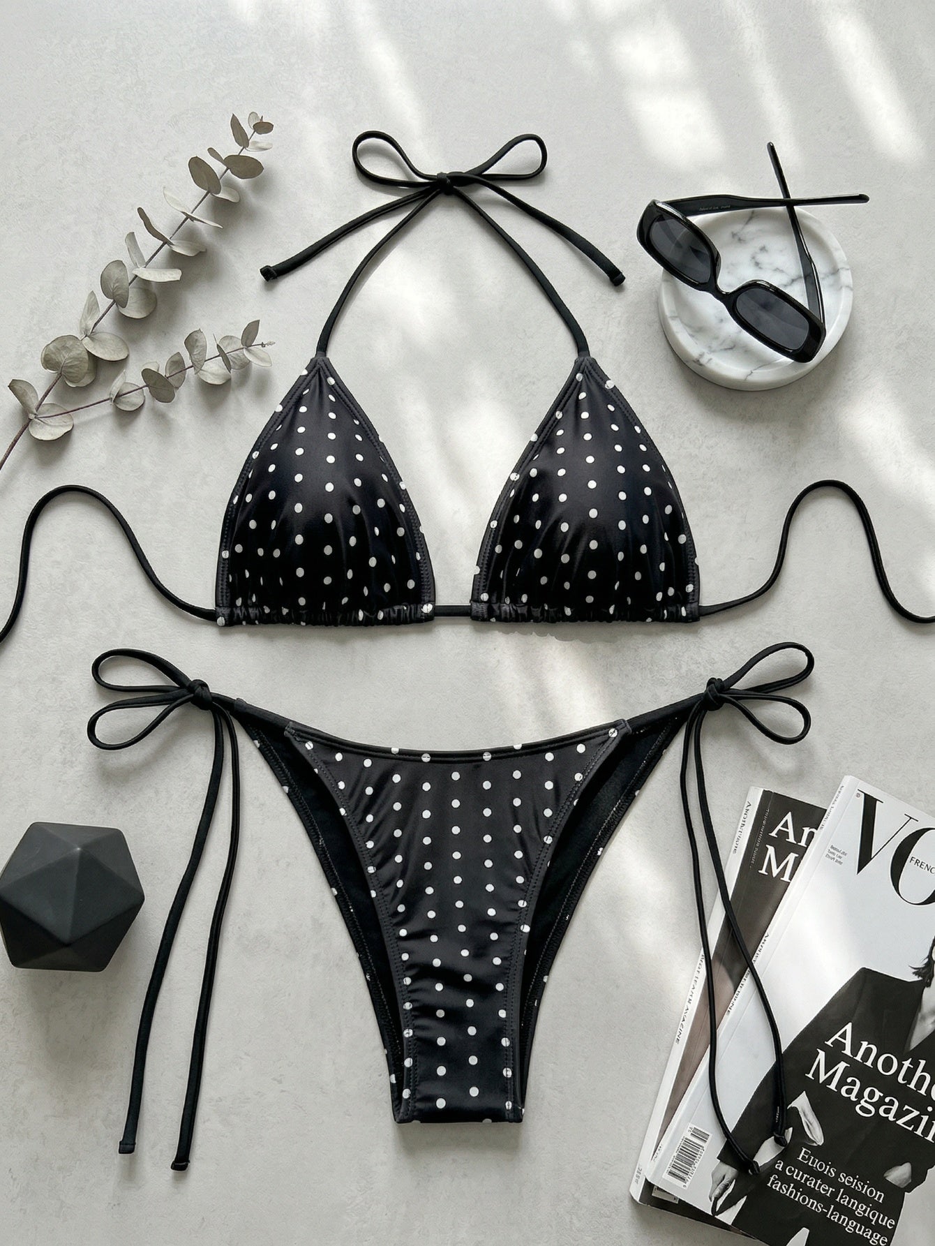 Spaghetti Strap Halter Neck Polka Dot Bikini | Beacheers