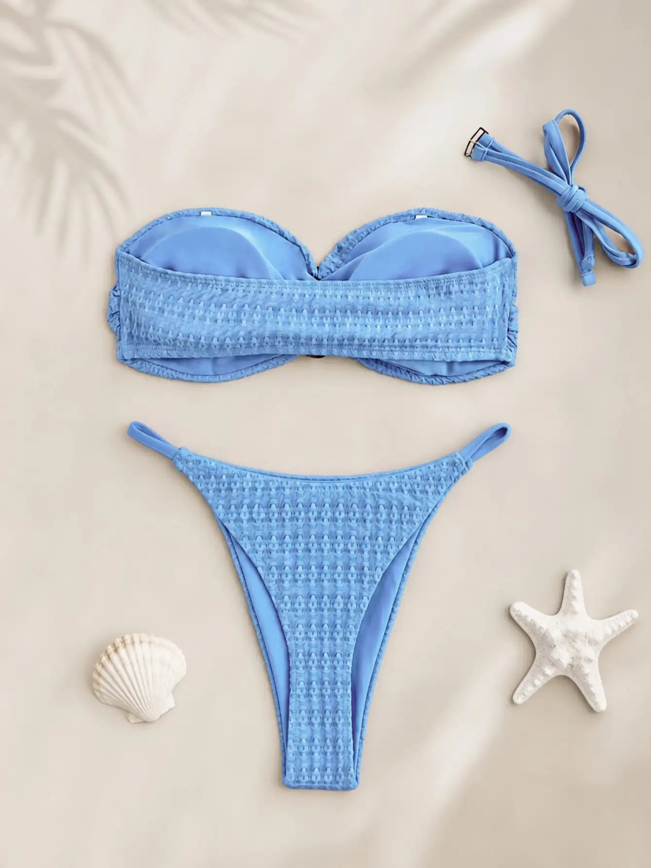 St. Barts Textured Bandeau Bikini Set - Sky Blue