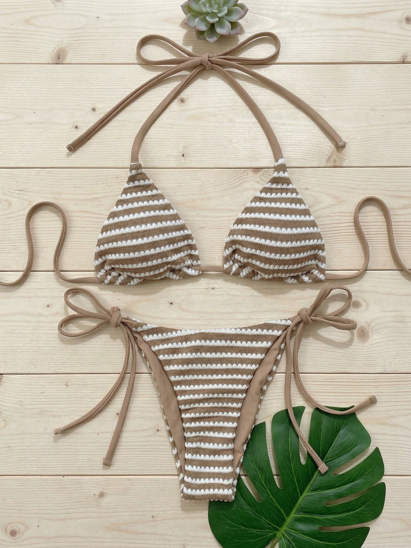 Striped Ripple Split Sexy Bikini | Beacheers