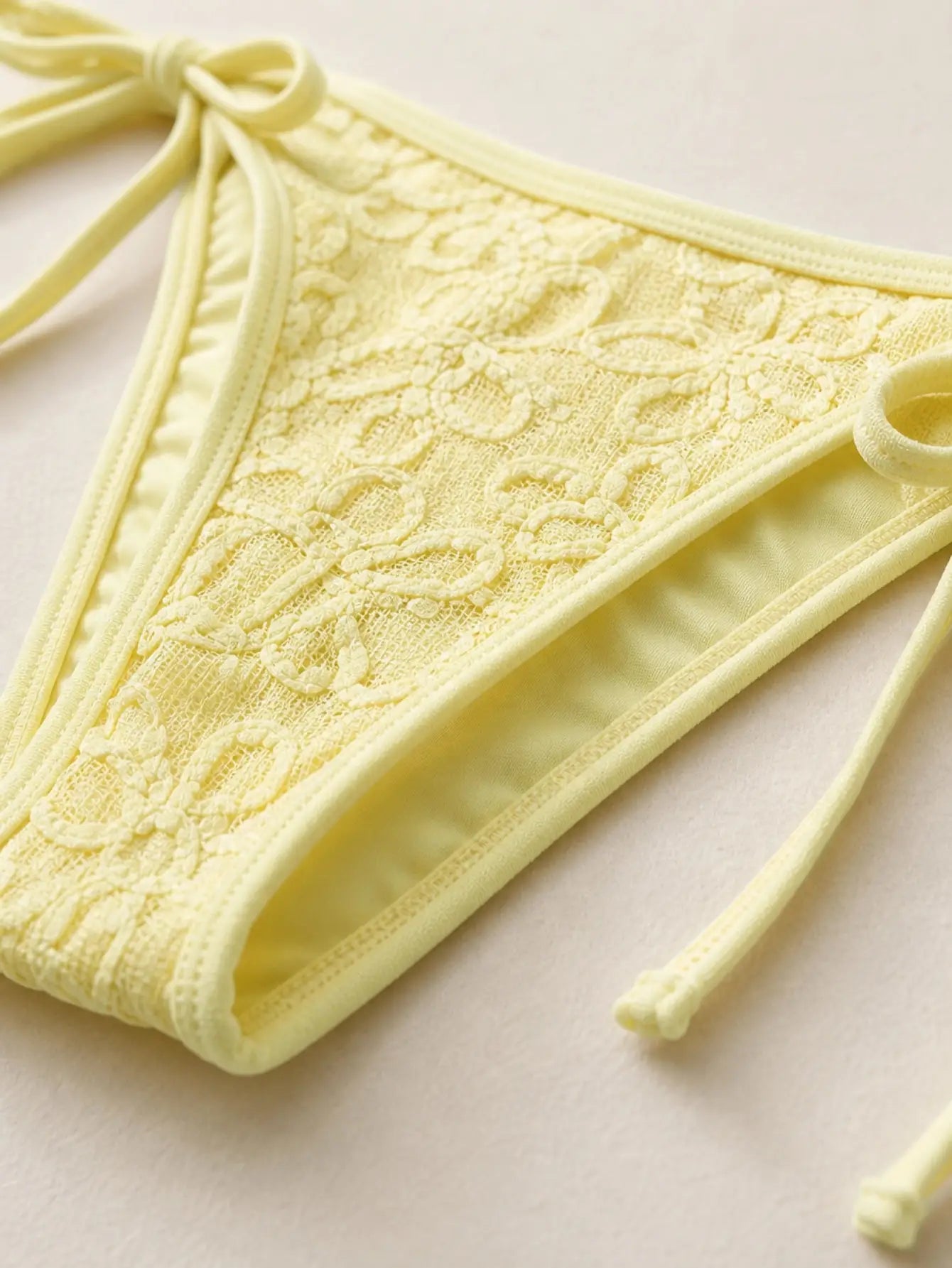 Yellow Side Solid Color Women Bikini Set Set
