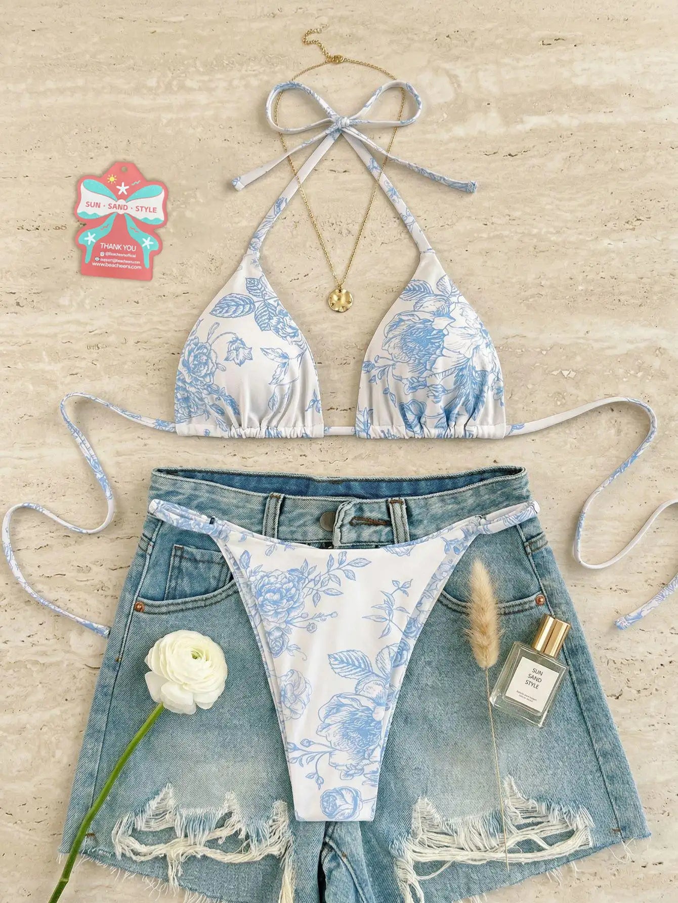 Printed bikini swimsuit set