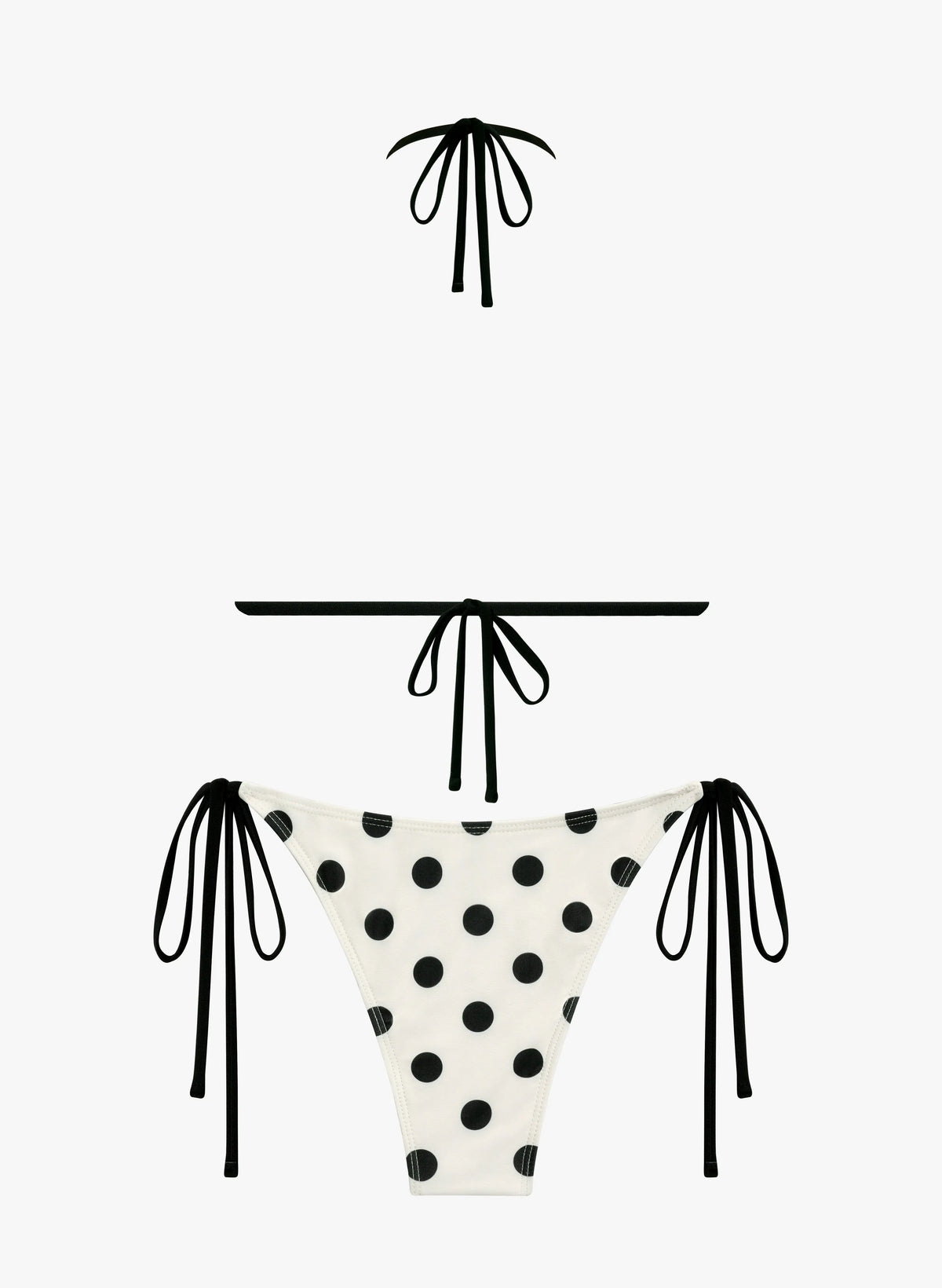 Capri White Polka Dot Tie Side Triangle Bikini Set