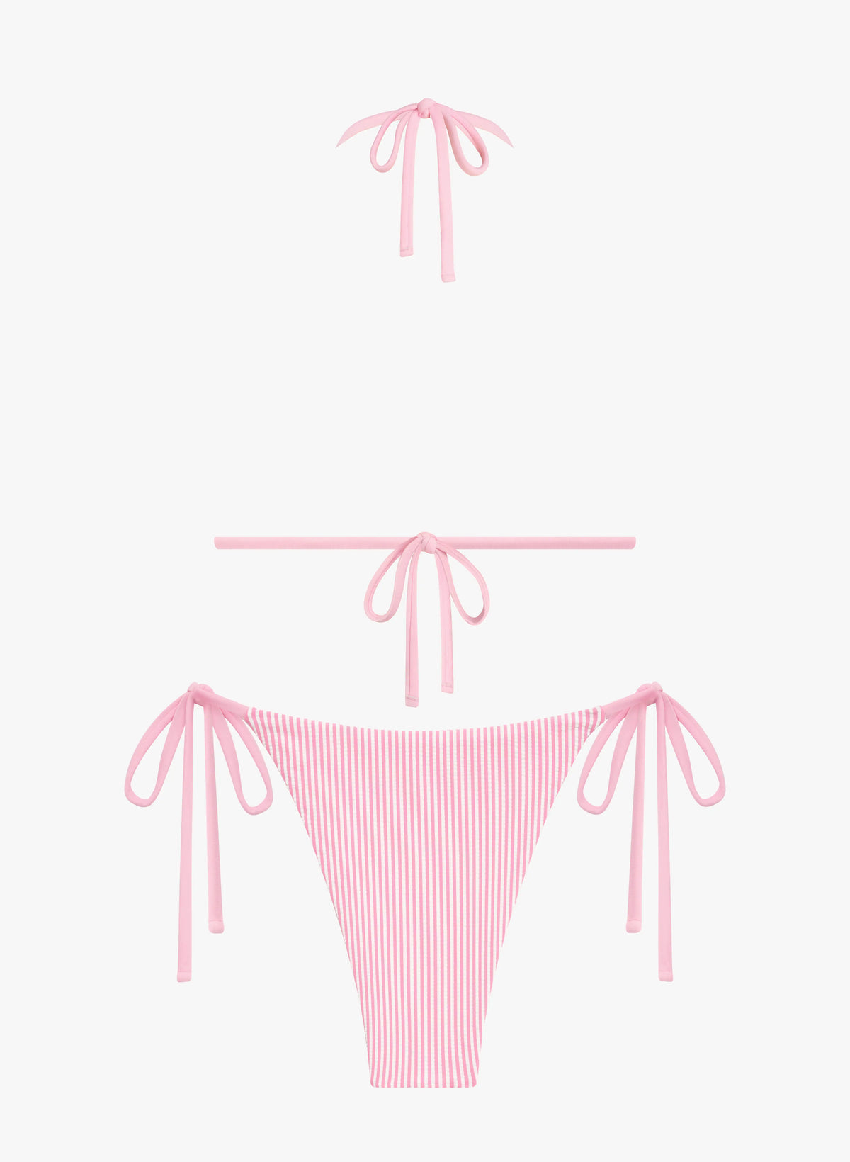 Zara Crinkle Stripe Halter Side Tie Bikini Set