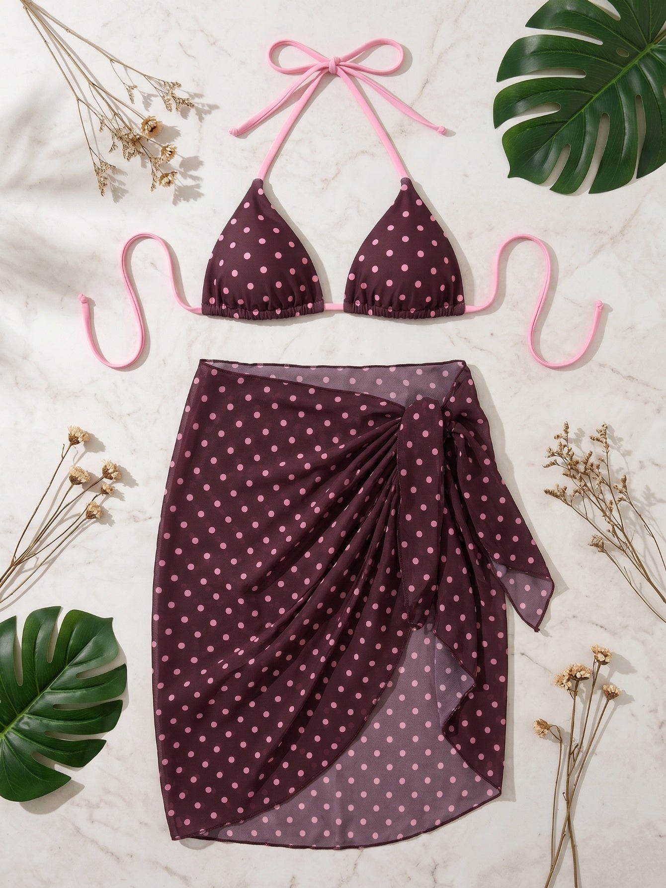 polka European-American style Style 3 Piece Swimsuit|Beacheers