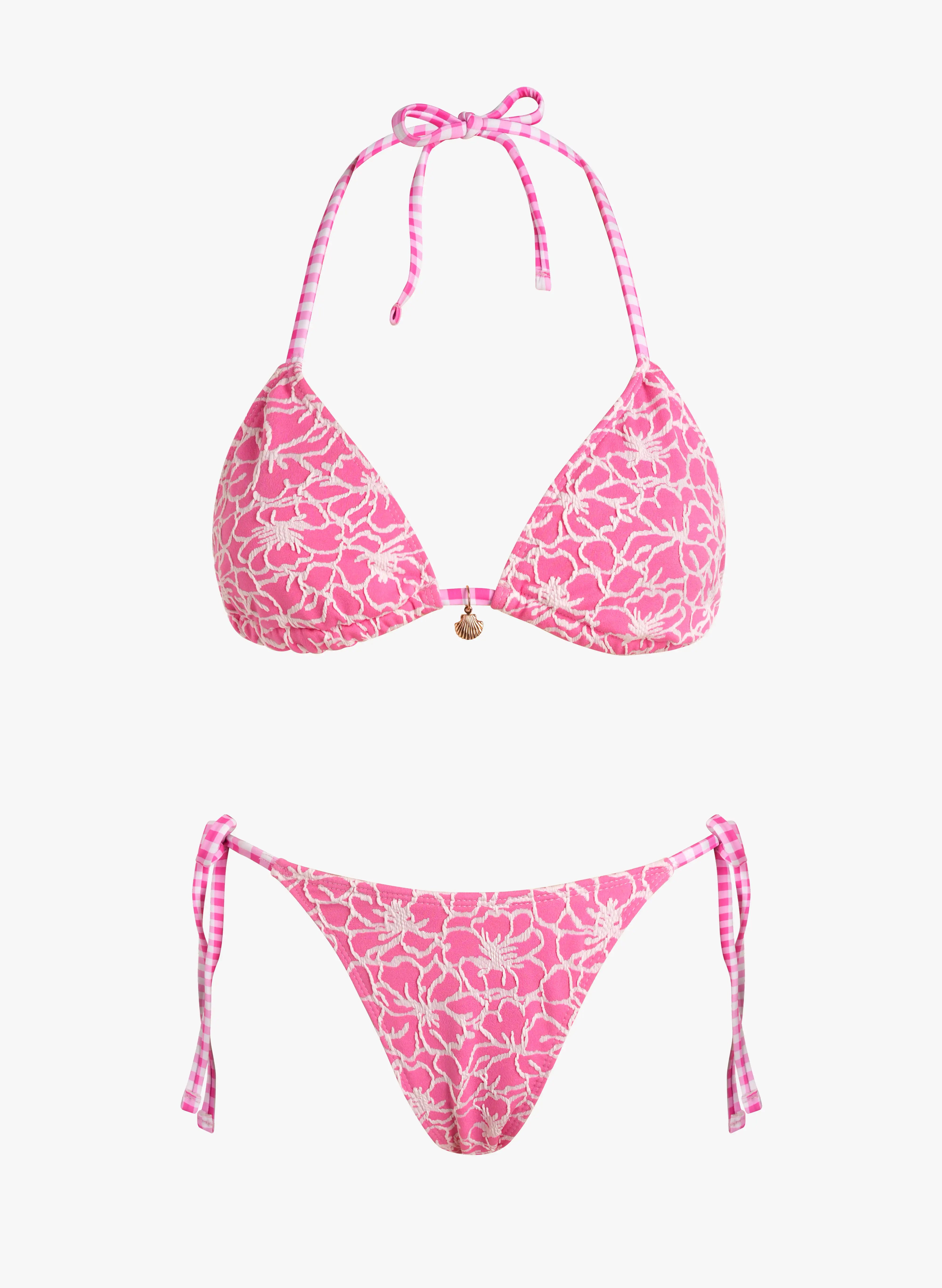 Amalfi Hibiscus Halter Tie Bikini Set‑Pink