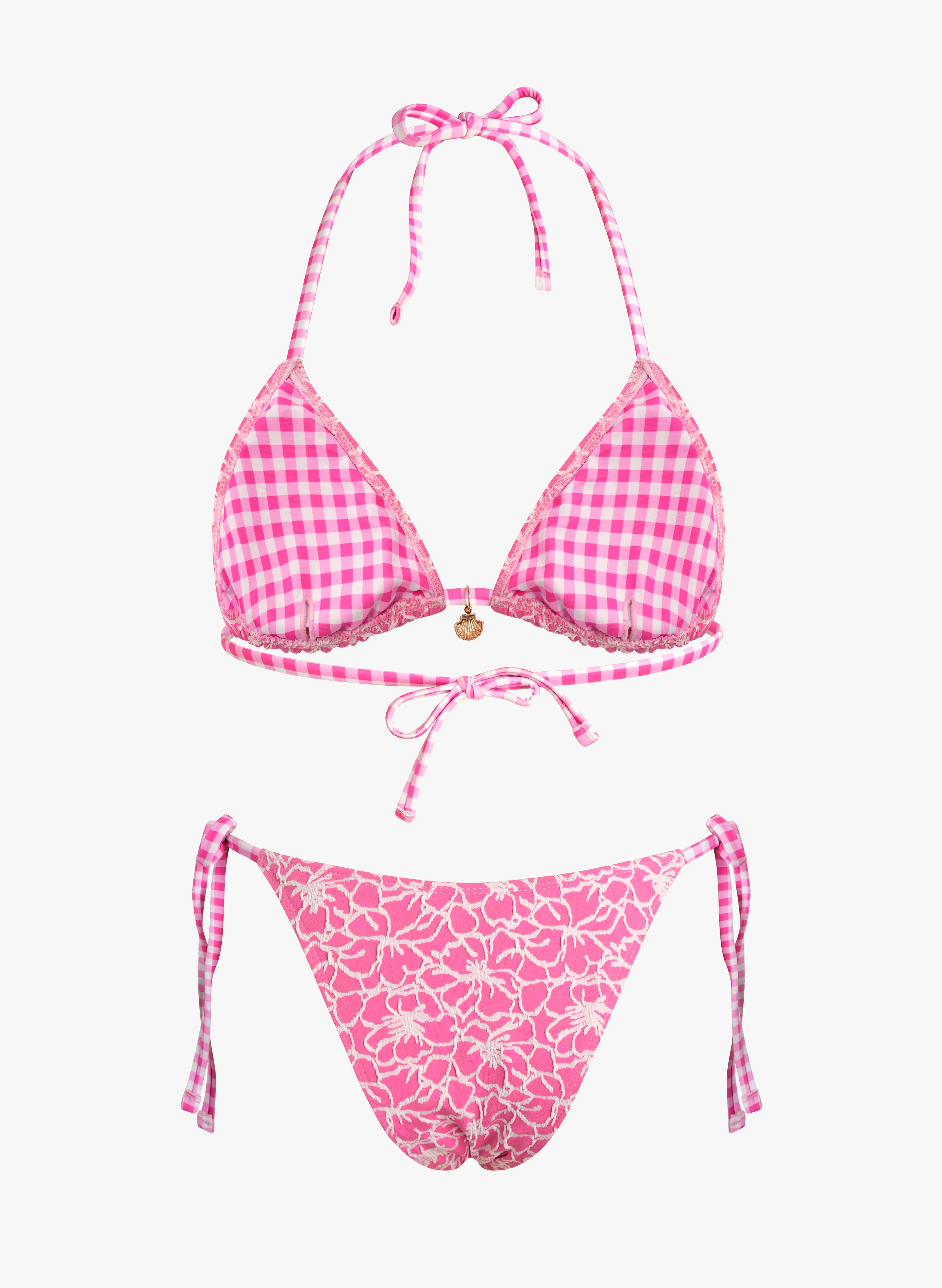 Amalfi Hibiscus Halter Tie Bikini Set‑Pink