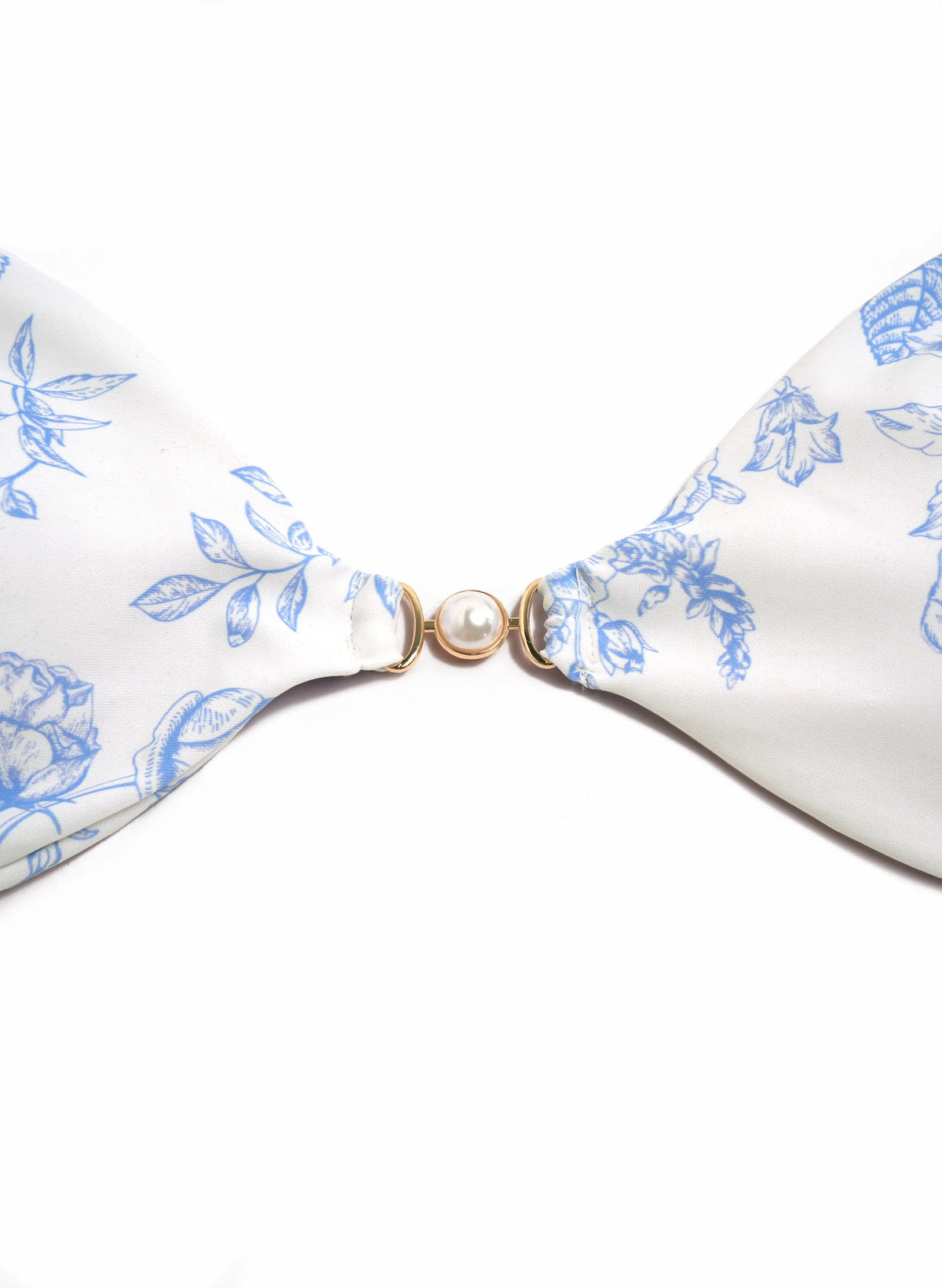 2pcs Ditsy Floral Twist Front Side Pearl Button Thong Bikini Set|Beacheers