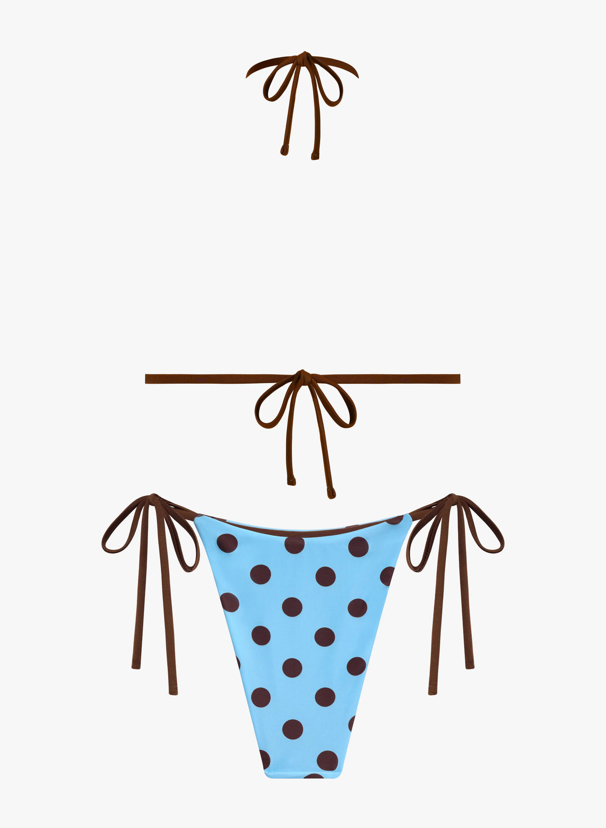 Amalfi Blue Polka Dot Tie Side Triangle Bikini Set
