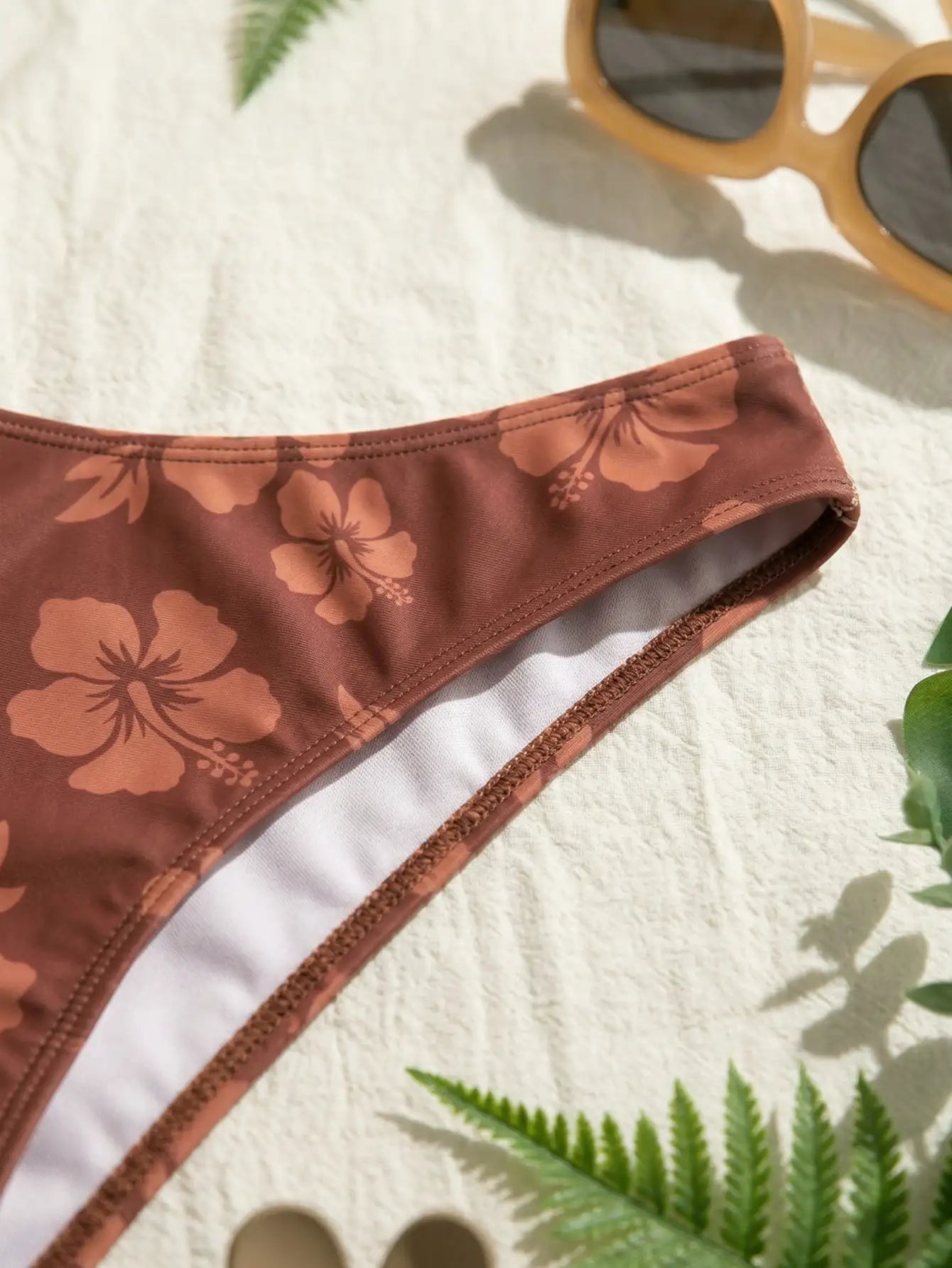 3 Piece Floral Bikini Set with High Cut Bottom and Ruched Cover Up Skirt Swimsuit